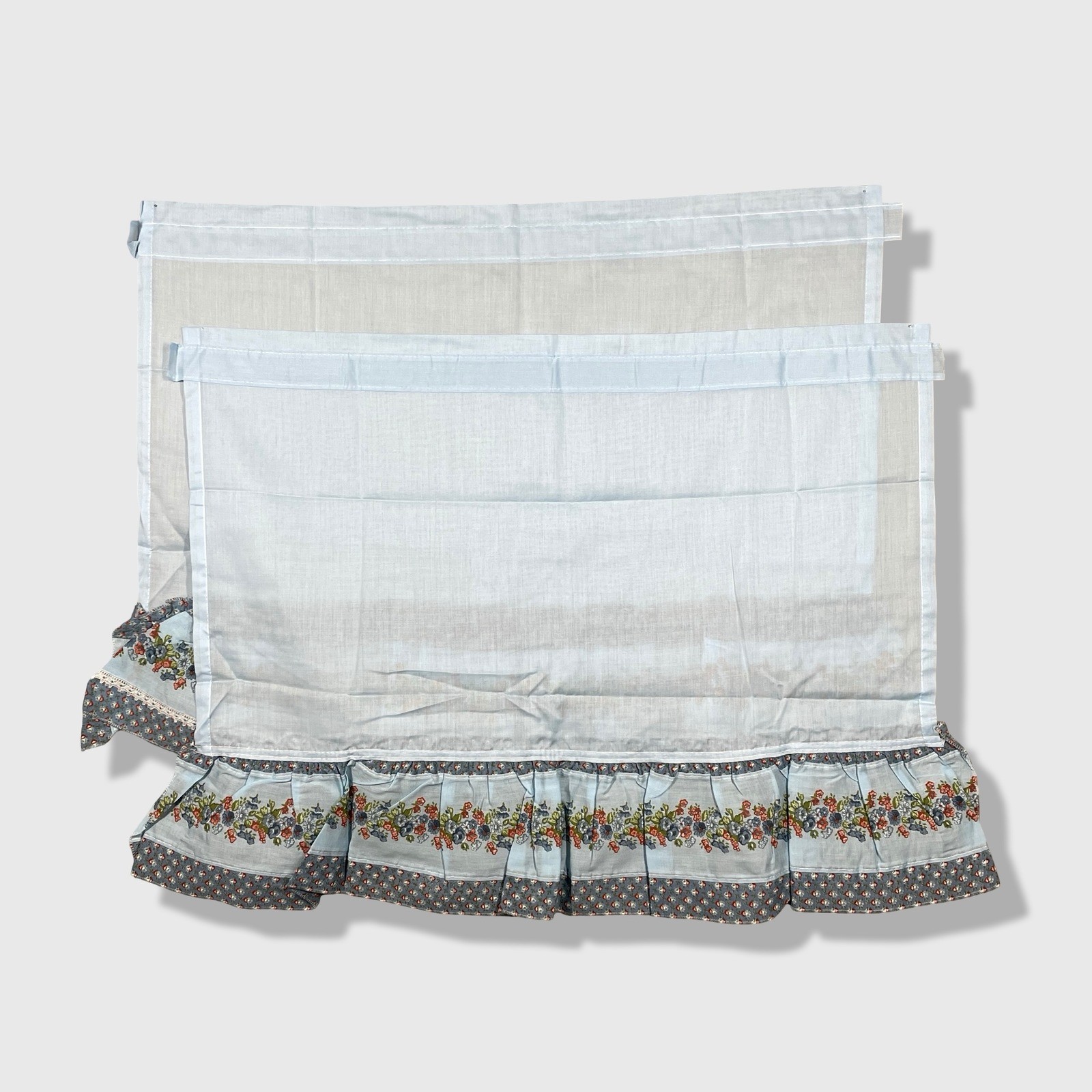 Unbranded Cafe Curtains 30×23 Blue Floral Cottagecore Farmhouse 2pc Set
