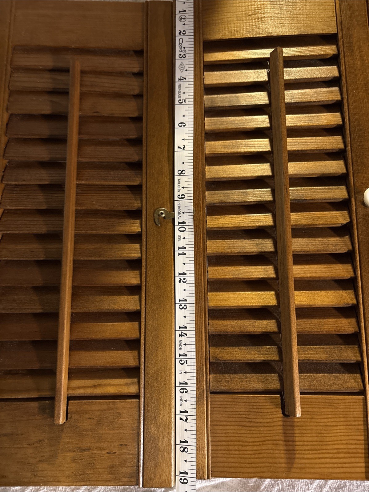 Vintage Plantation Window Shutters Set 19″x 15 1/4 “Wood Interior Louver Brown