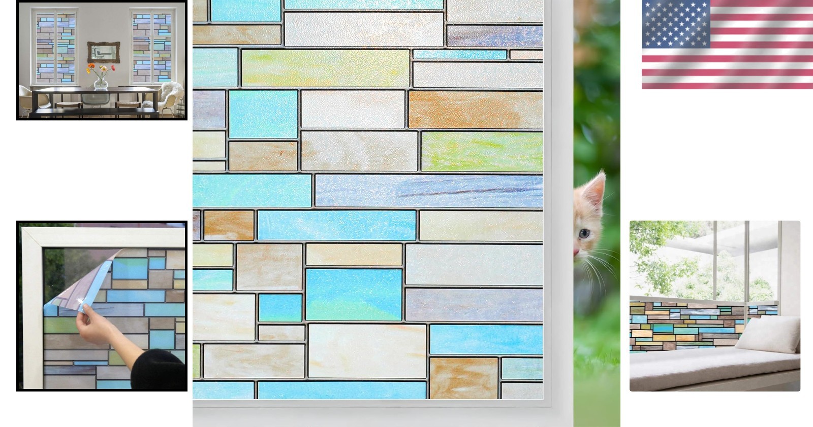 17.7″ x 78.7″ Decorative Privacy Window Film – Reusable for Any Smooth Surface
