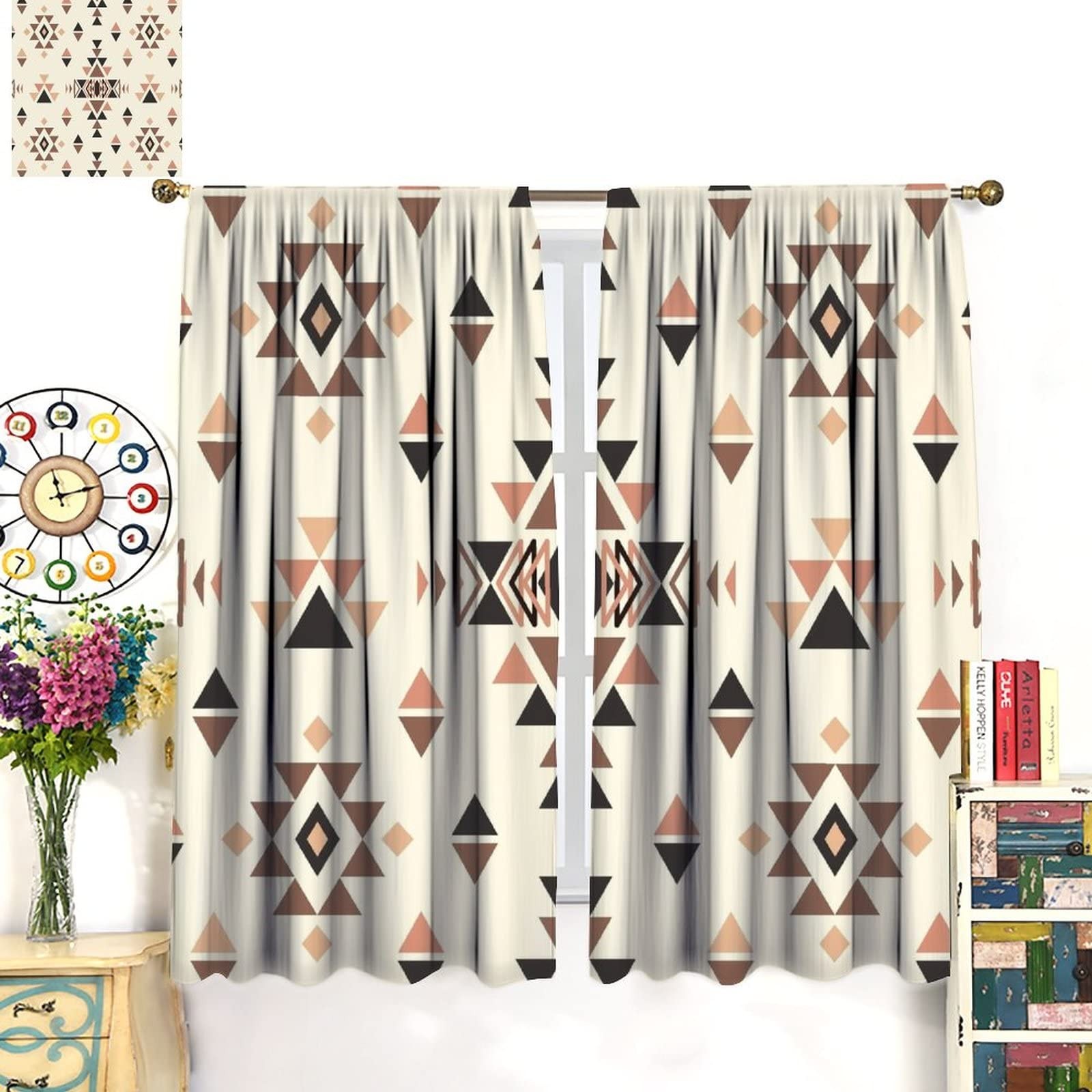 JESTRONRY Aztec Print Pattern 42″W x 45″L (Pack of 2),