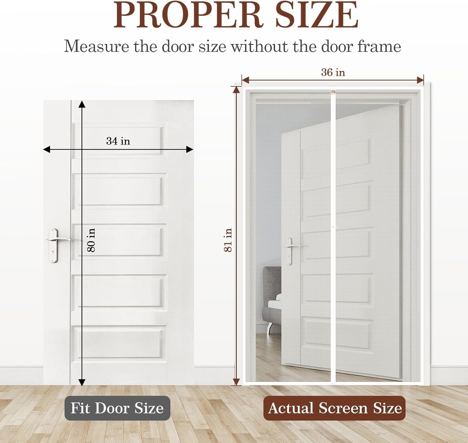 Windproof Magnetic Screen Door, Fits 34″ x 80″—Quick Install for Family & Pets!