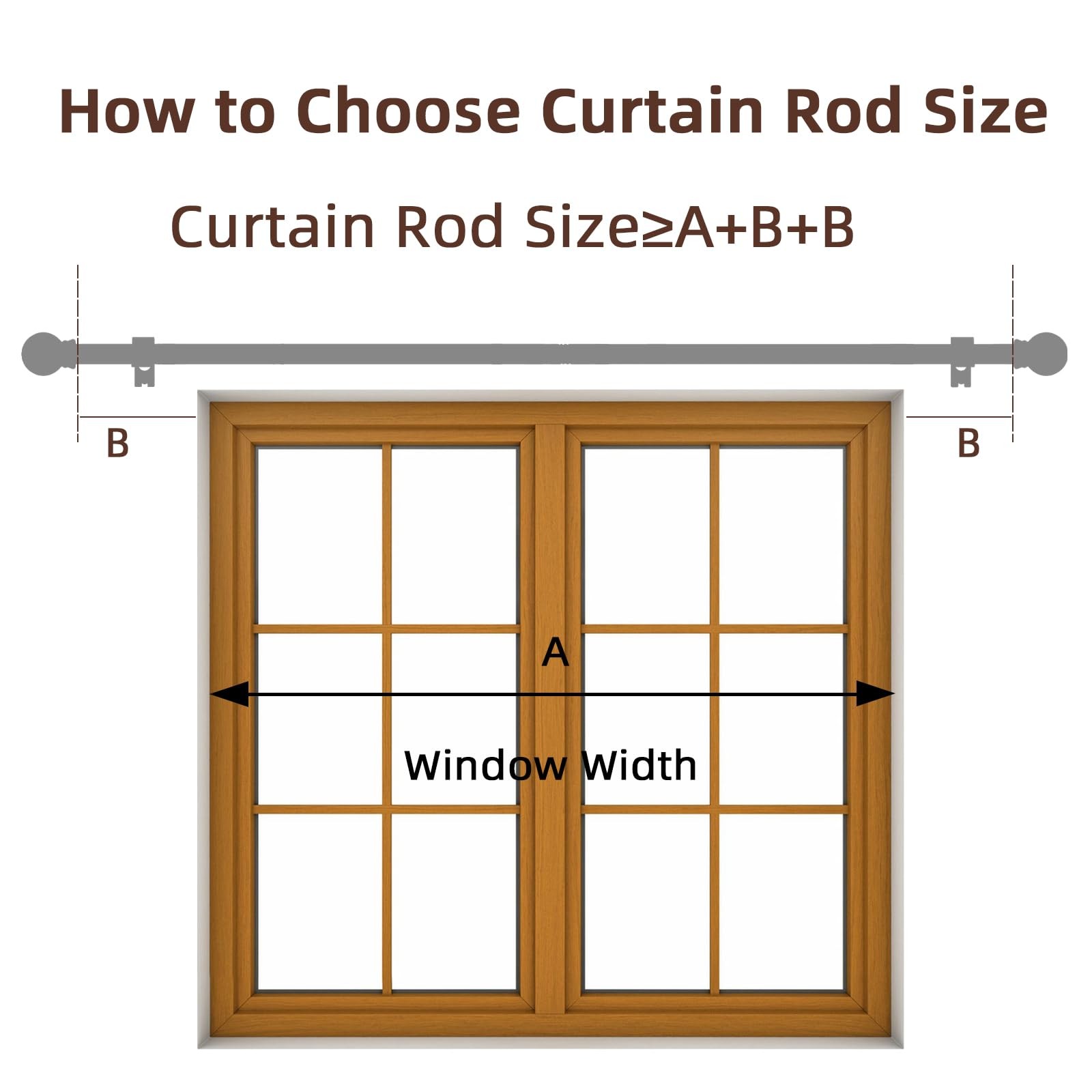 2 Pack Black 5/8 Splicing Curtain Rods, 32 48 Lengths, Single Window Set