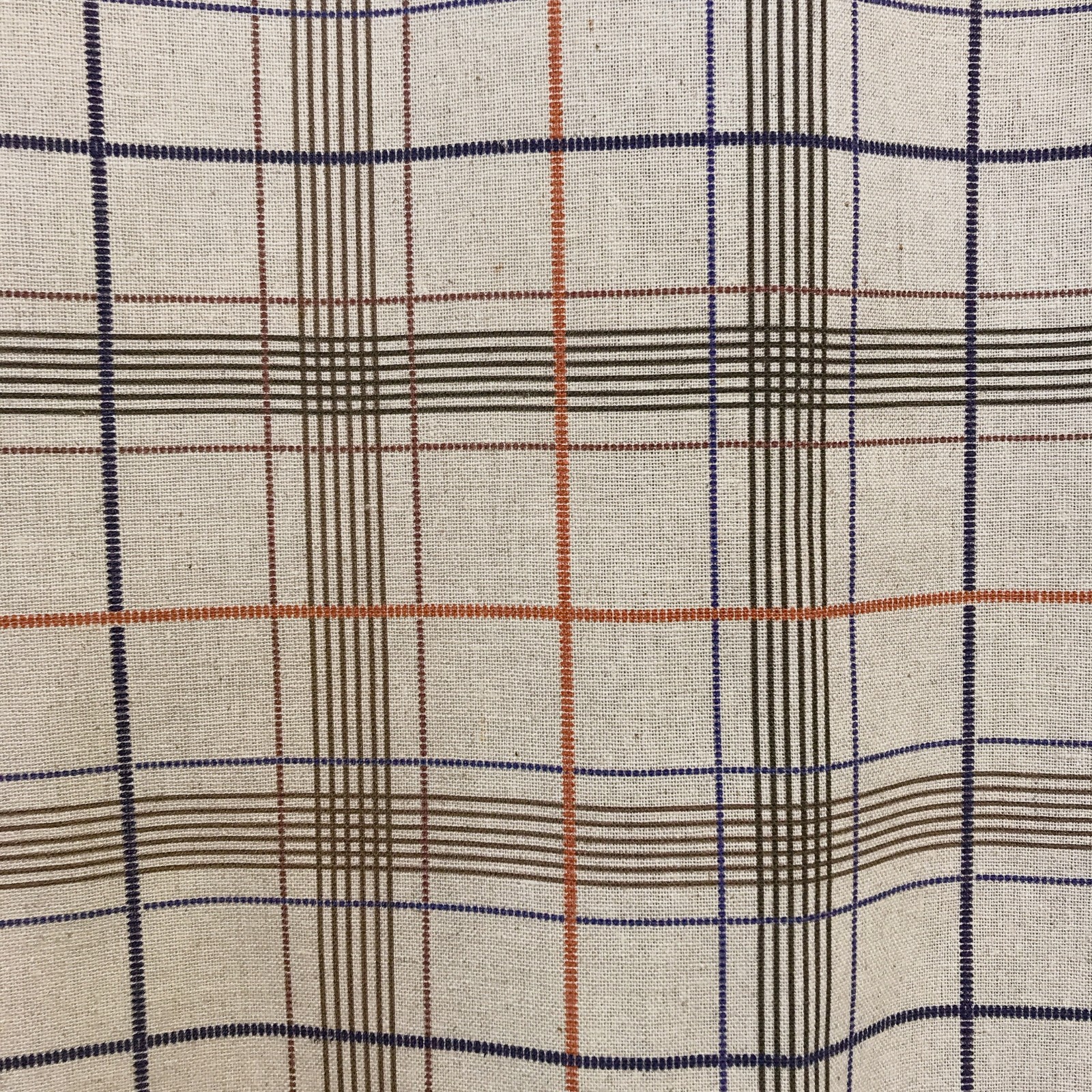 Handmade Linen Blend Windowpane Check Curtains Custom Beige Window Drapery Panel