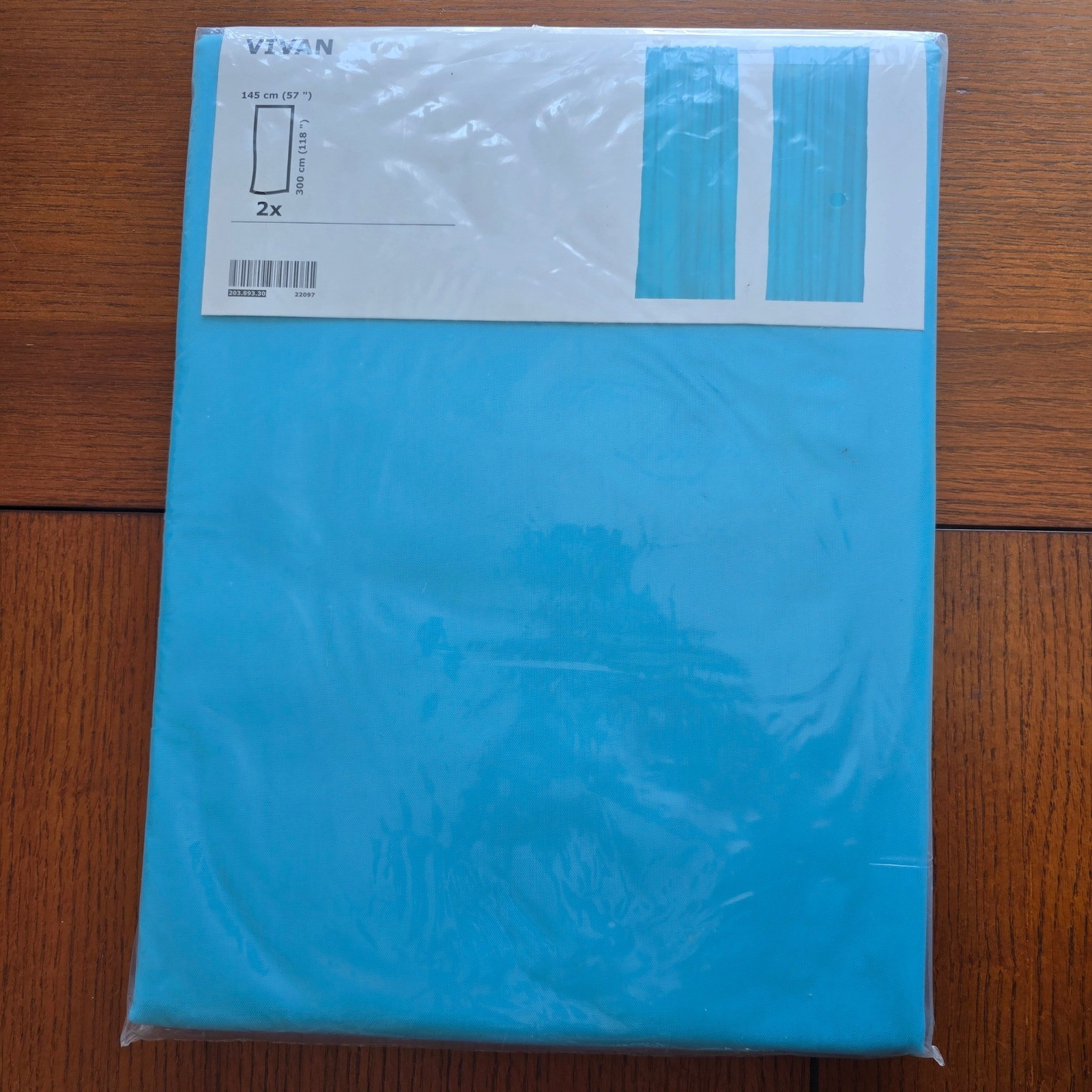 IKEA Vivan Curtains LONG Pair 57×118 Turquoise Blue Textured Panels 203.893.30