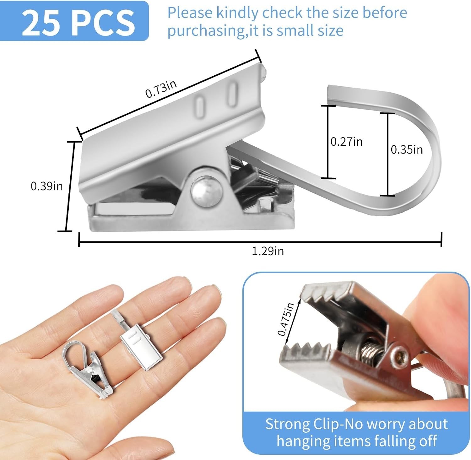 Curtain Clips Hooks, 25 Pack 430 Stainless Steel Drapery S Hooks Clips for Hangi