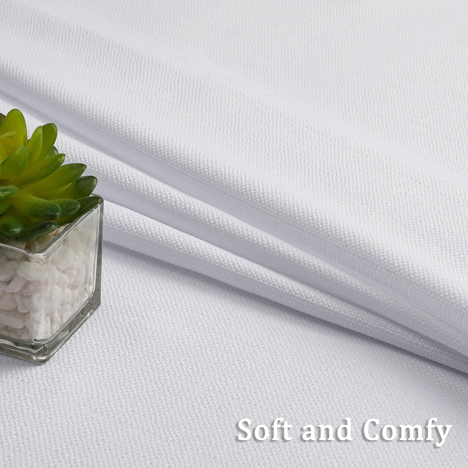 White Valance for Window Curtains 16 Inch Length, Light Filtering Privacy Farmho