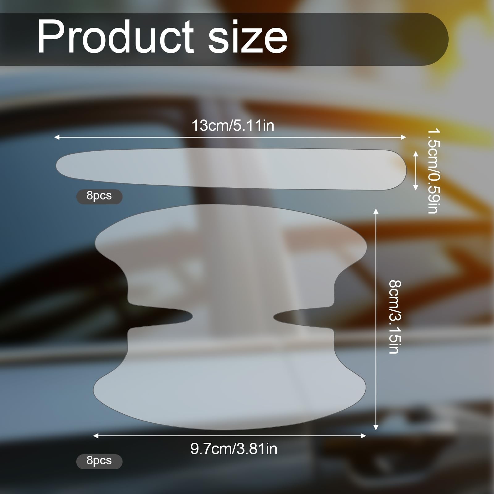 Car Door Handle Scratch Protector Transparent TPU 16 Pcs Universal for Most Cars