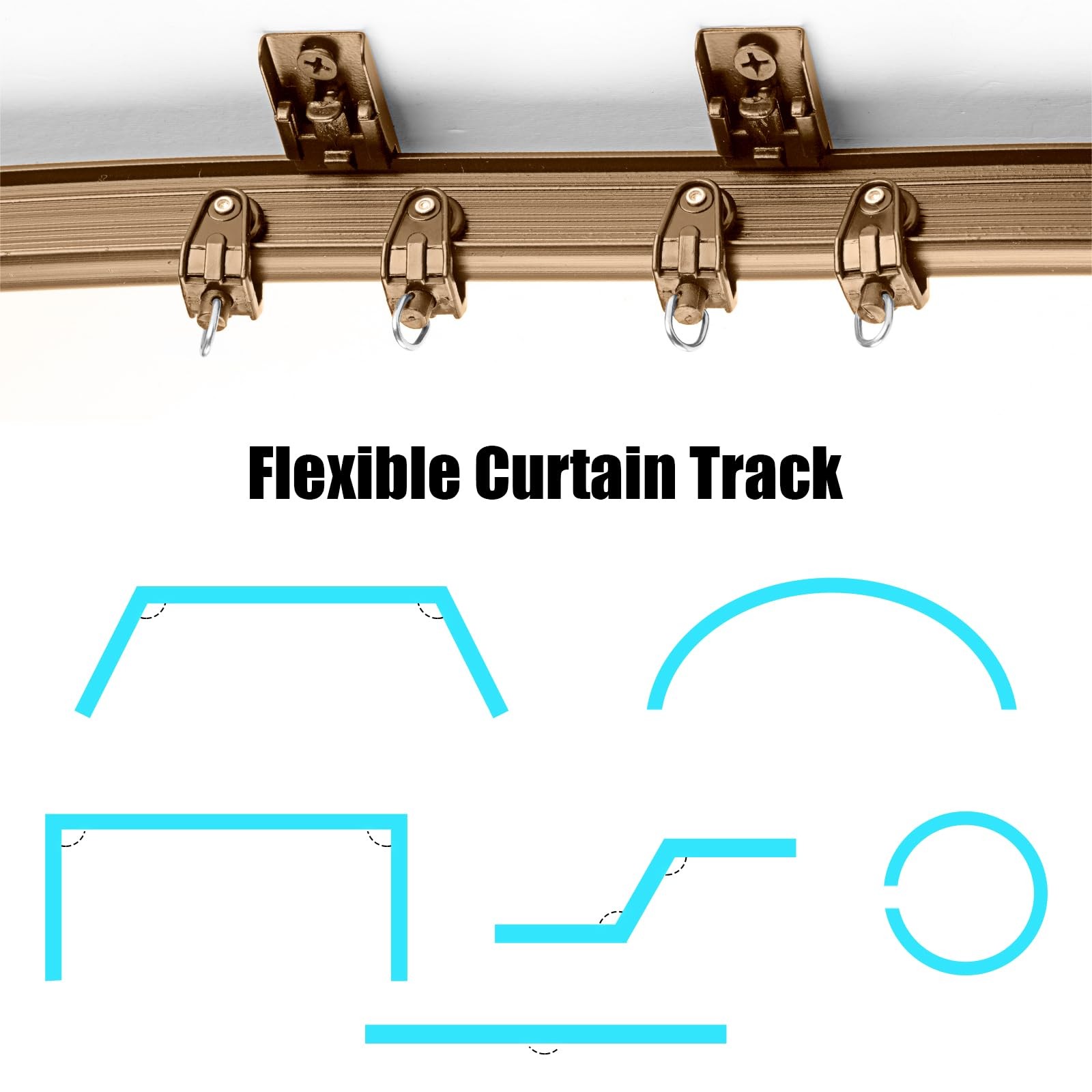 Curtain Tracks Ceiling Flexible Curtain Track Bendable Rail Curved Wall Mount…