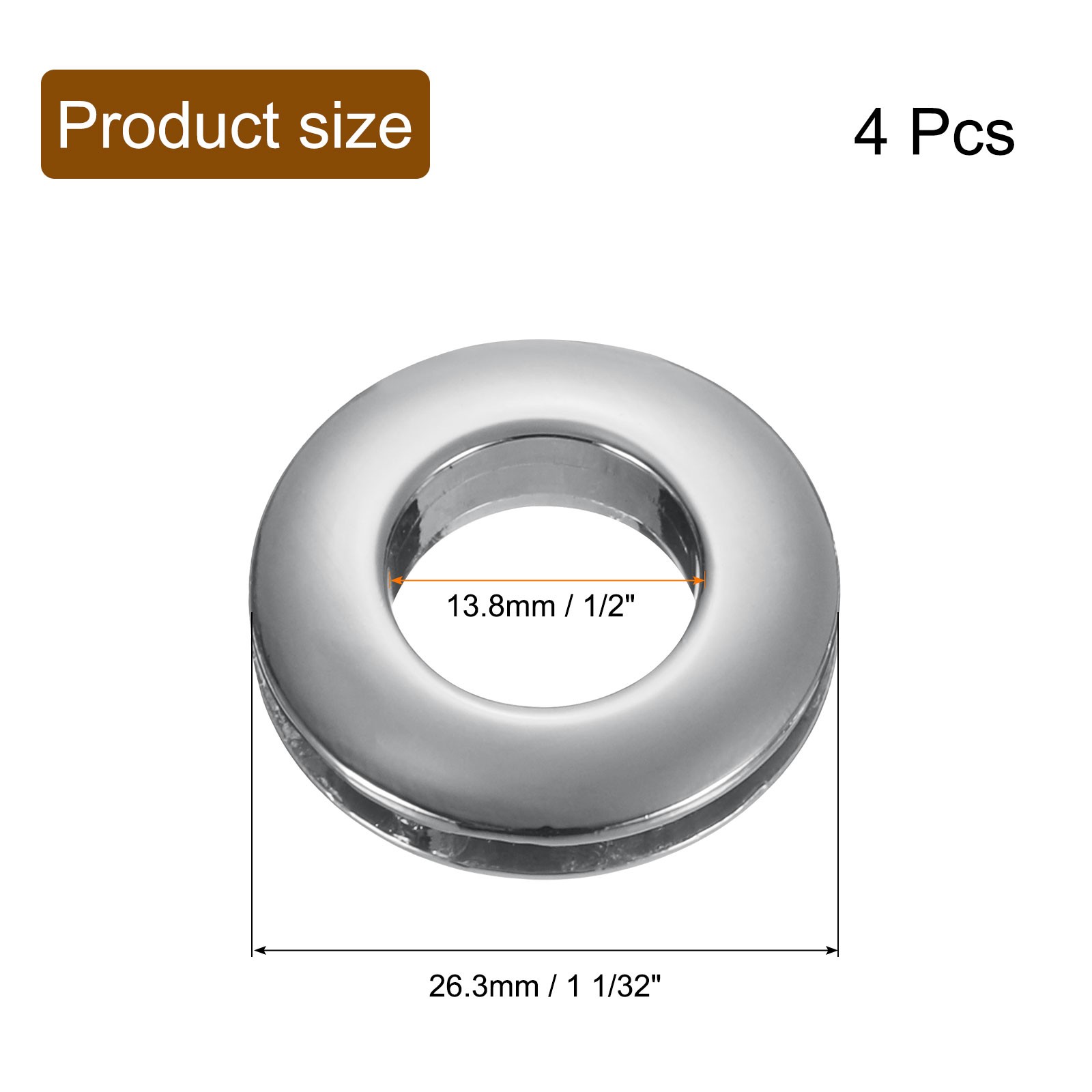 4 Pcs Zinc Alloy Curtain Screw Grommets, 1/2″(13.8 Mm), Silver