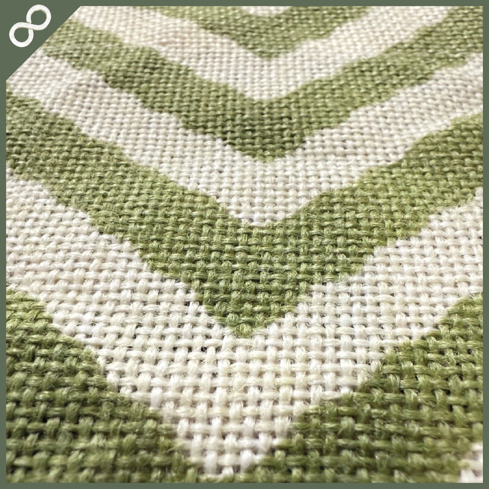 Pair Hobby Lobby Chevron Faux Burlap Curtain Panels Sage Green Ivory 84” Unlined