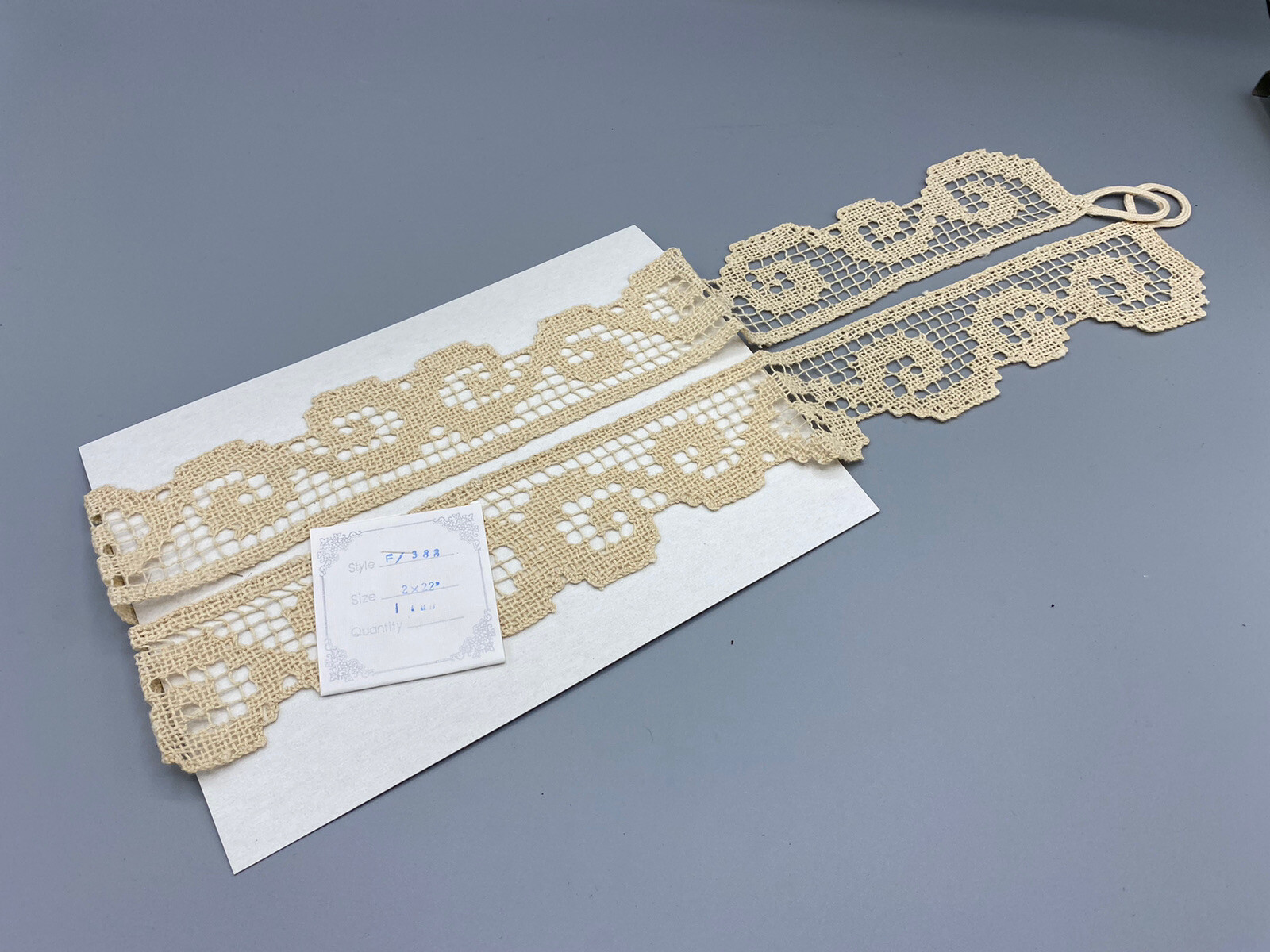 lot of 2 ivory lace 22” length x 2” width Curtain tie backs