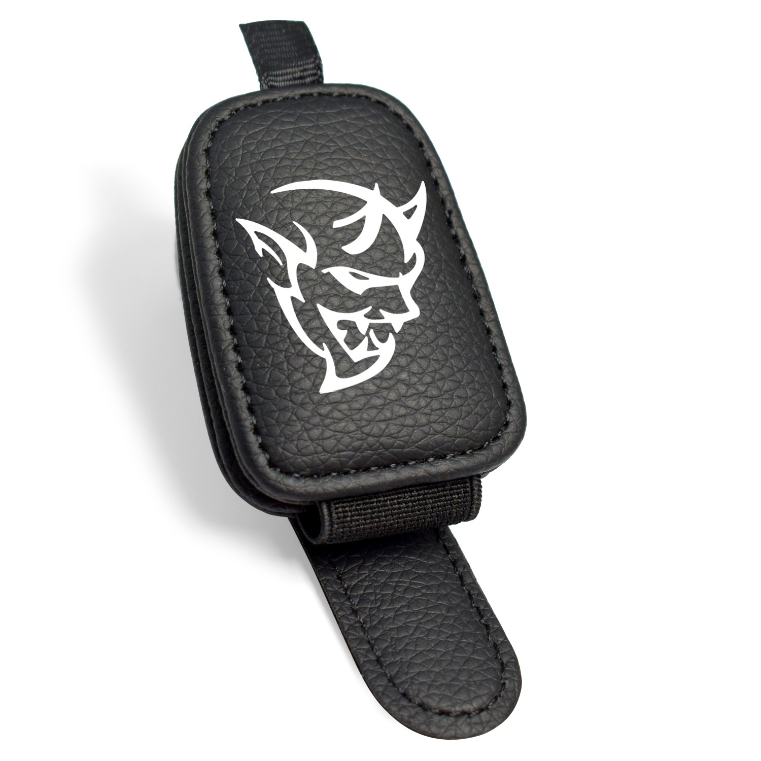 Dodge Demon Rectangle Black Leather Magnetic Sunglass Sun Visor Holder