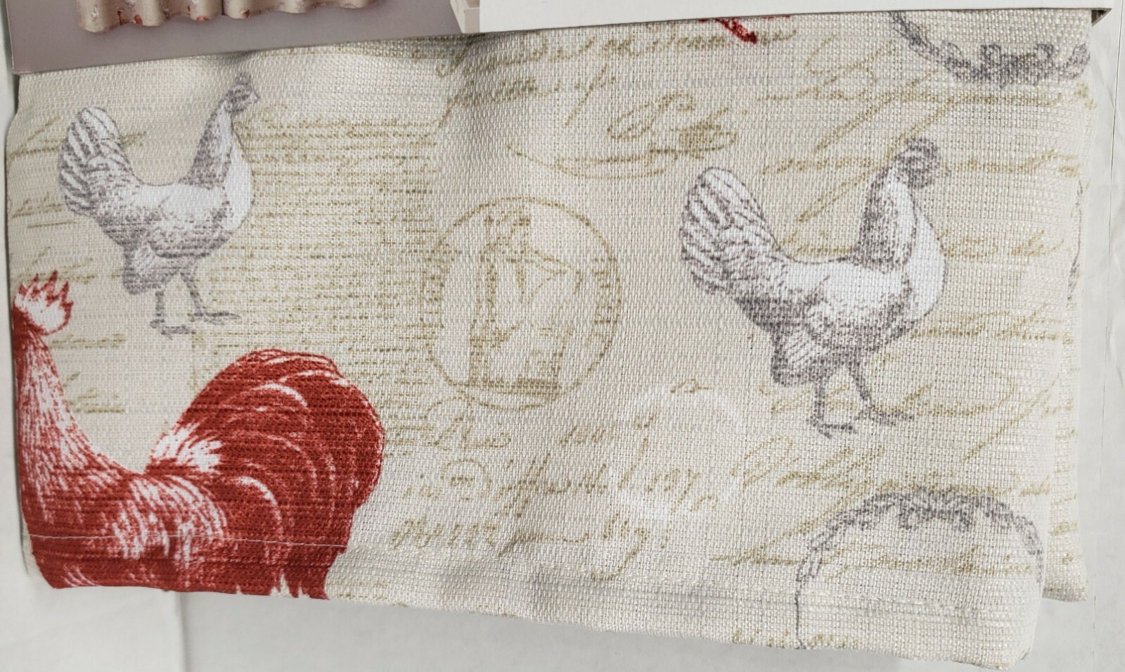 3 pc. Curtains Set: Valance (56″x14″) & 2 Tiers (28″x36″) ROOSTER & STAMPS, VC