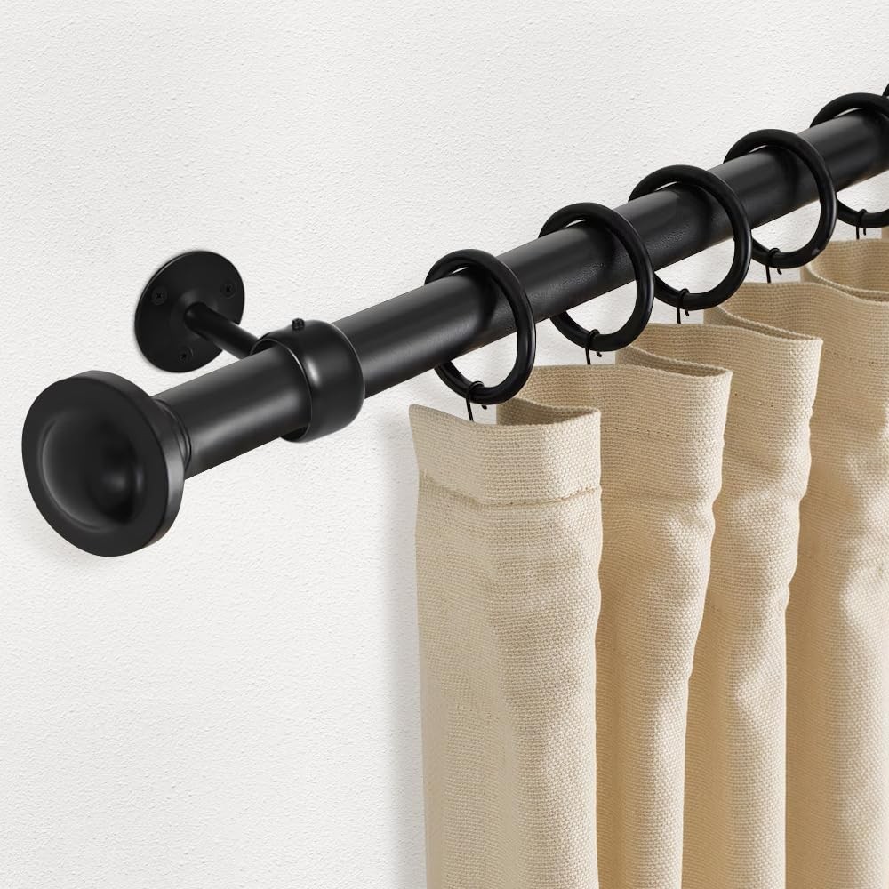 Ceiling Curtain Rod Brackets, Heavy Duty Curtain Rod 1-1/4” – 4 Pack Black