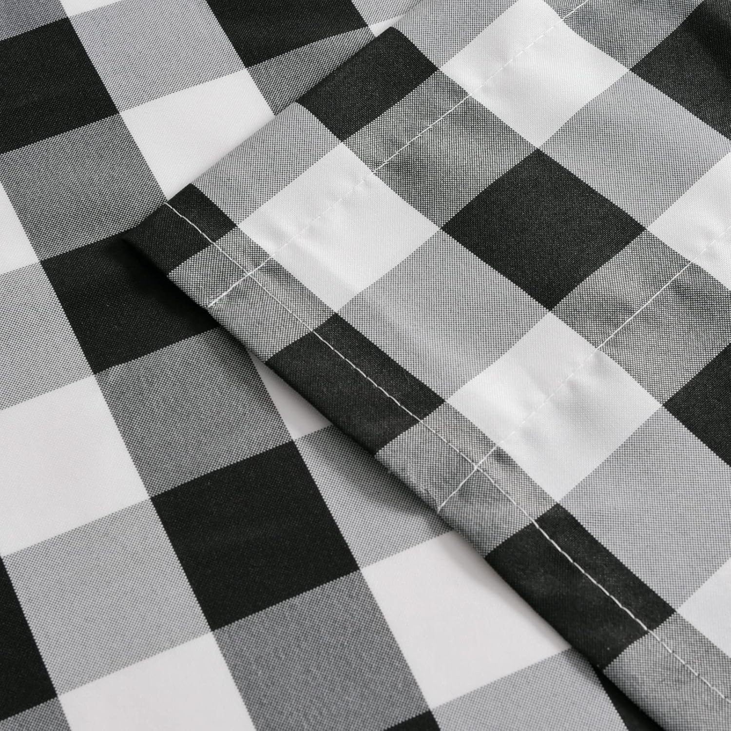 Buffalo Plaid Curtains Valances for Windows – Black and White Semi Sheer Checker
