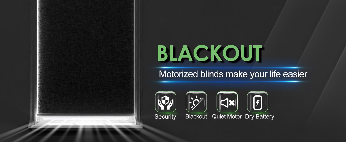 Motorized Blinds with Remote Control, Blackout Roller Shades, Custom Smart
