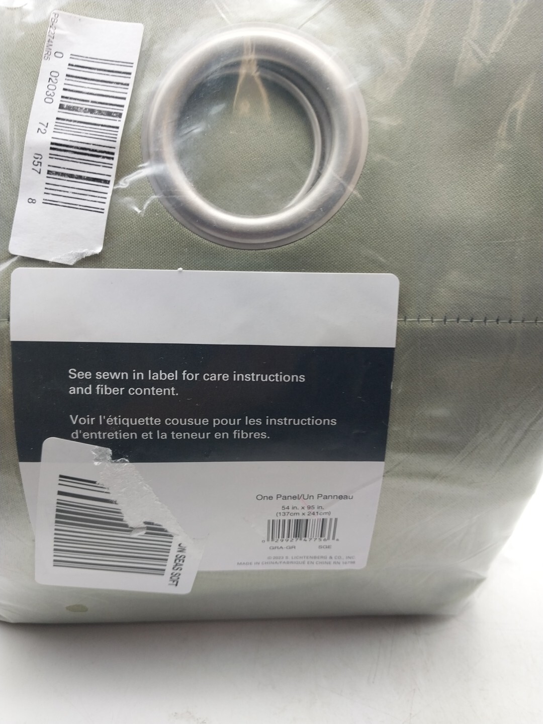 Sun Zero Panel Curtain Grommet 54in x 95in Sage Green