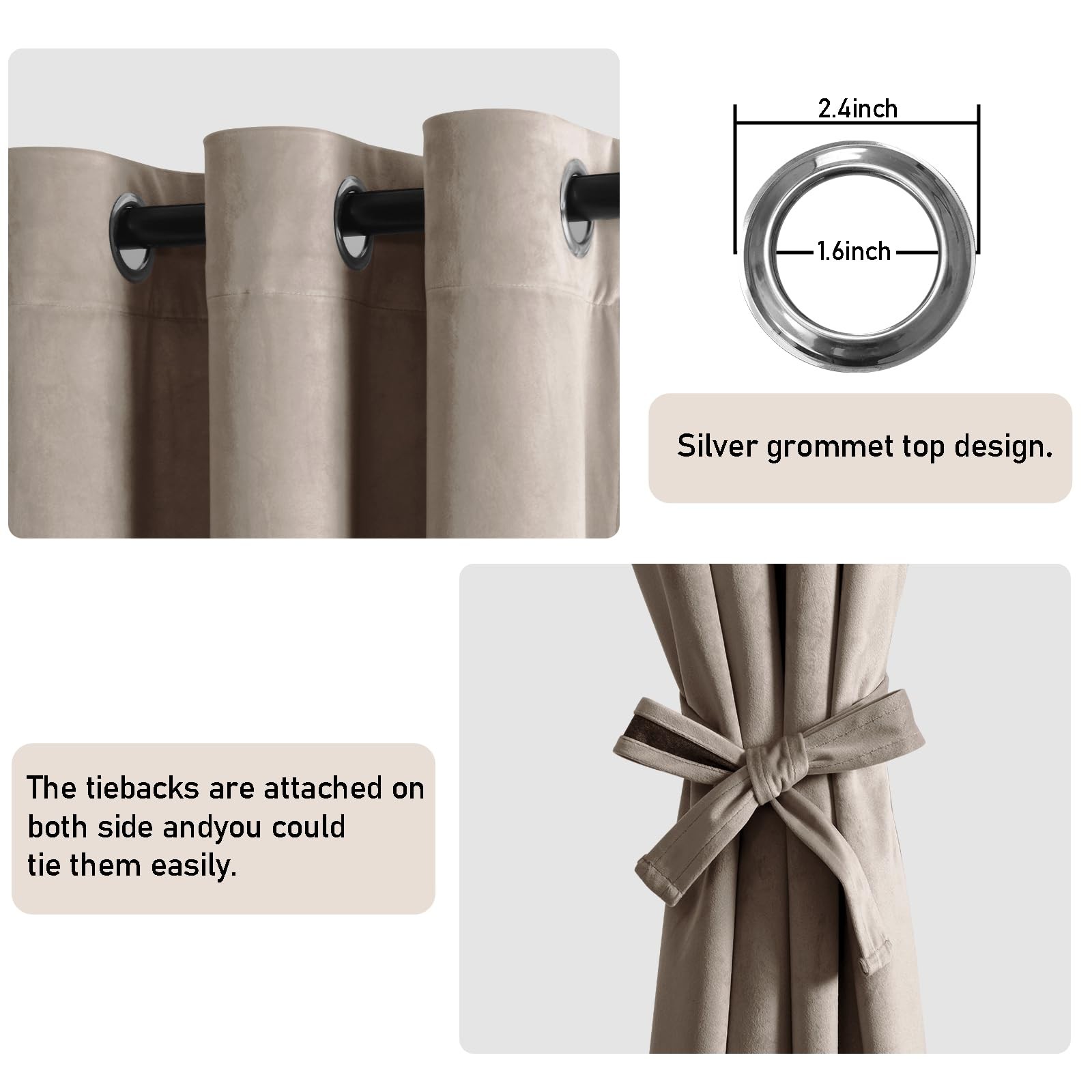 Jiuzhen Room Darkening Velvet Curtains 2 Panels Set Luxury Window Treatment