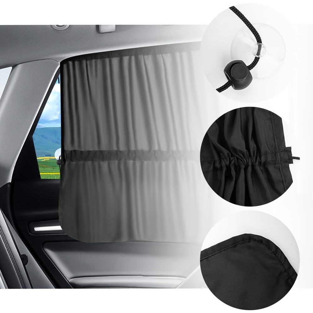 2PCS Car Window Sun Shades Suction Cup Side Window Cover Privacy UV Block