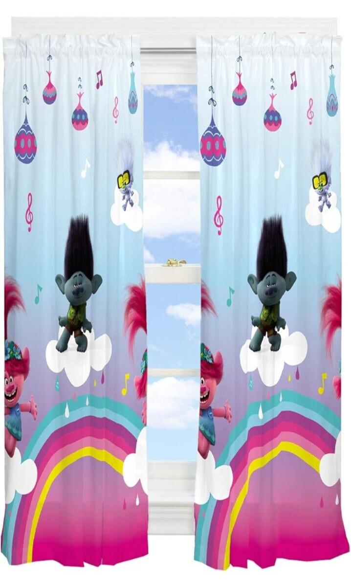 Franco Kids Window Curtain Panels Drapes Set, 82 in x 63 in, Trolls World Tour