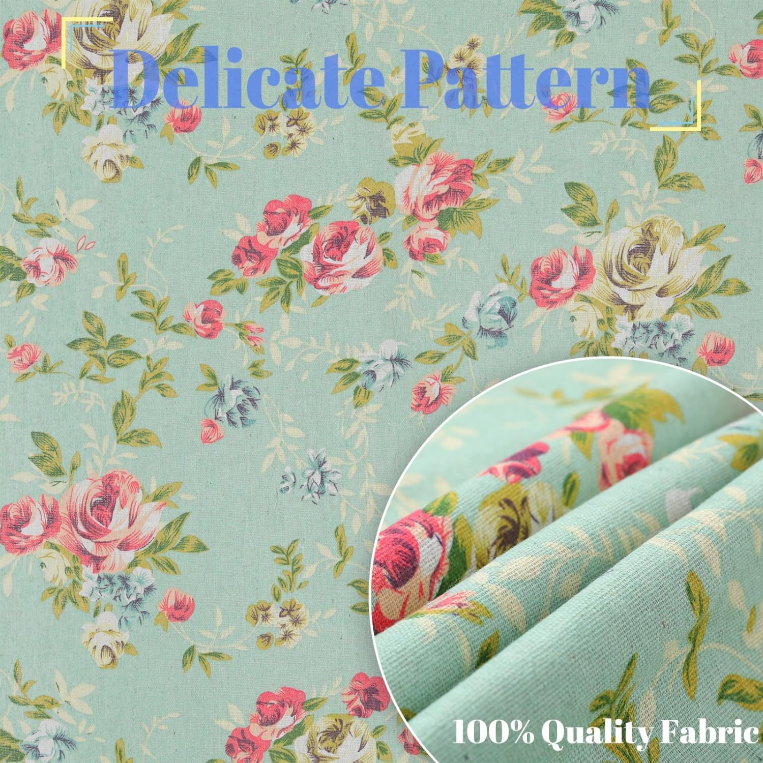 Linen French Door Curtains Floral Green Country Style 54×72 Inches for Sale