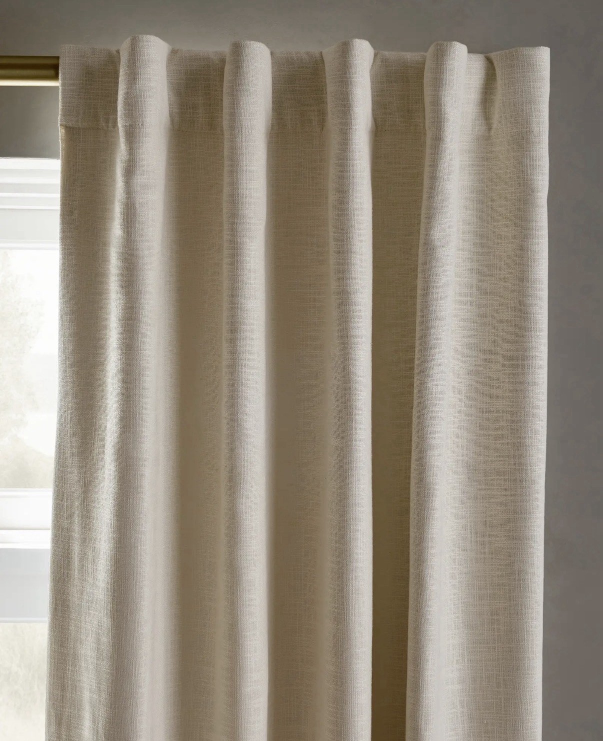 Quince Textured Cotton True Blackout Curtain Panel Ivory 48×108 Back Tab