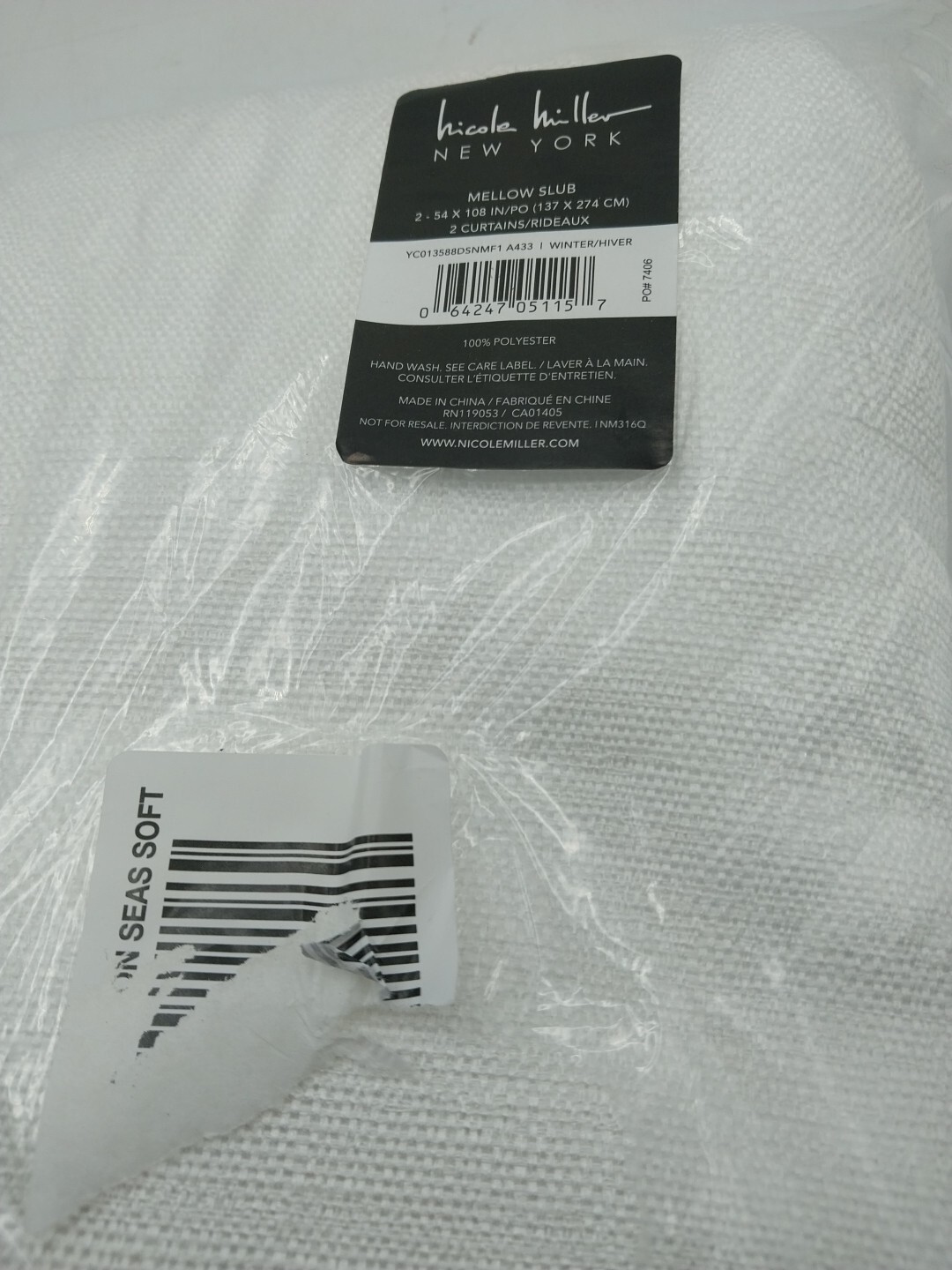 Nicole Miller New York Set Of 2 Curtain 54in.x 108in White