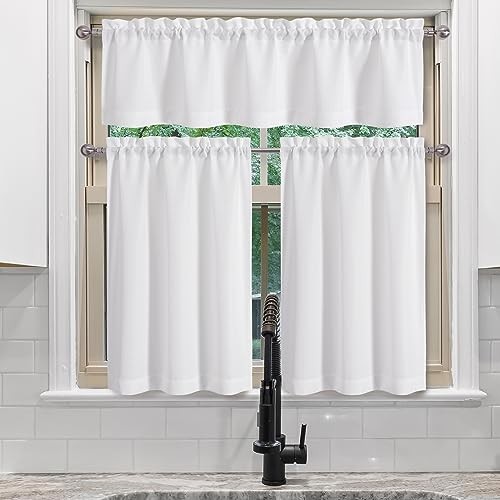 Valance for Windows, Light Filtering Faux Linen 60″W x 14″L (Pack of 1) White