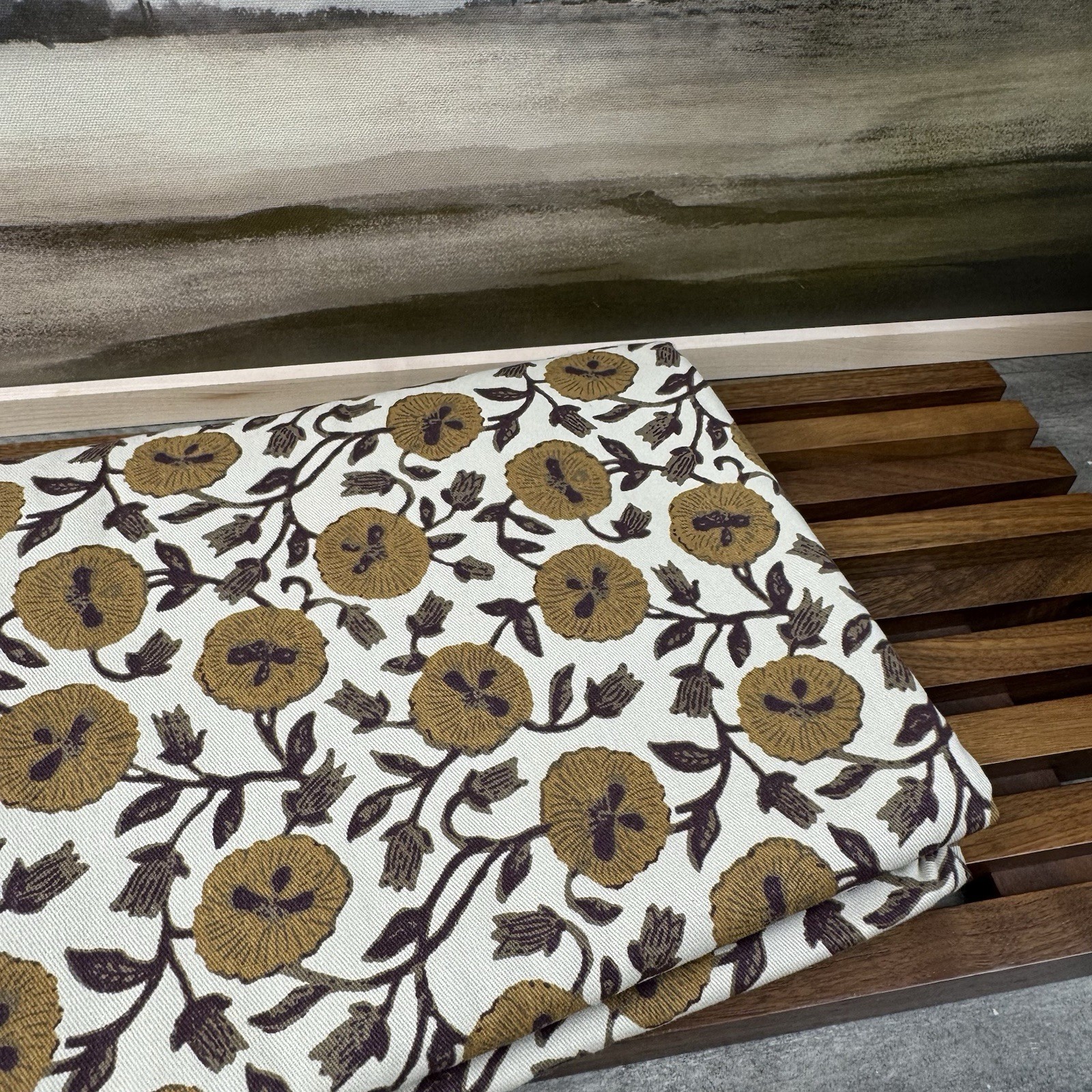 West Elm (1) Laney Floral Curtain Drape 48”x96” Unlined Honey Multi NWOT
