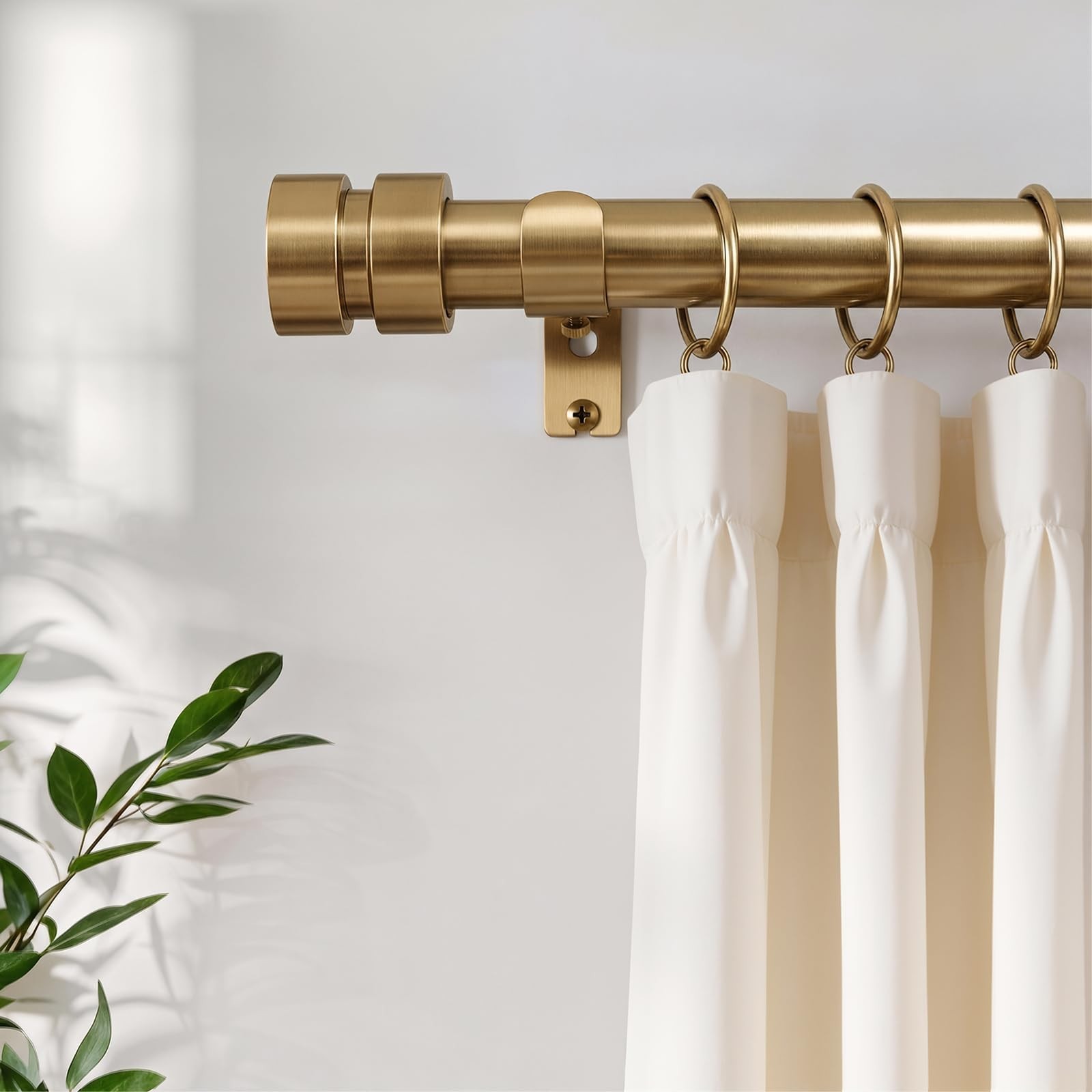 Warm Gold Curtain Rods with Solid Metal Finials 72 to 144 Inches Adjustable H…