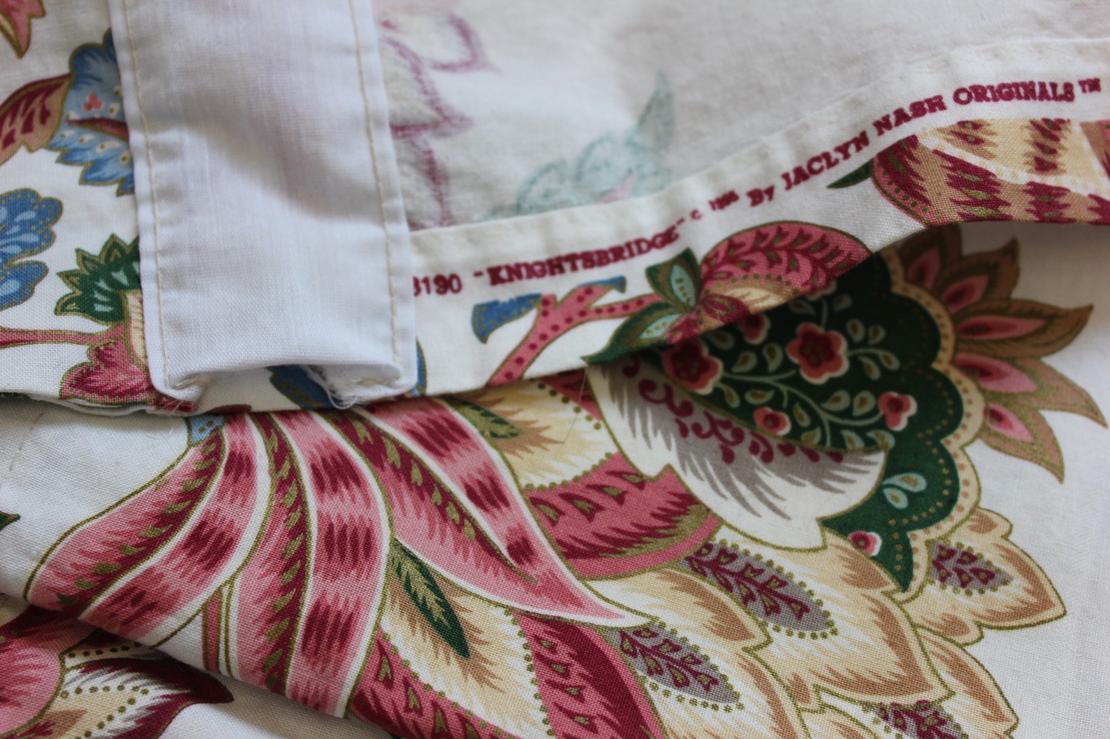 Custom Jacobean Floral Knightsbridge Valance 77×23 Dual Header Vintage 1990s