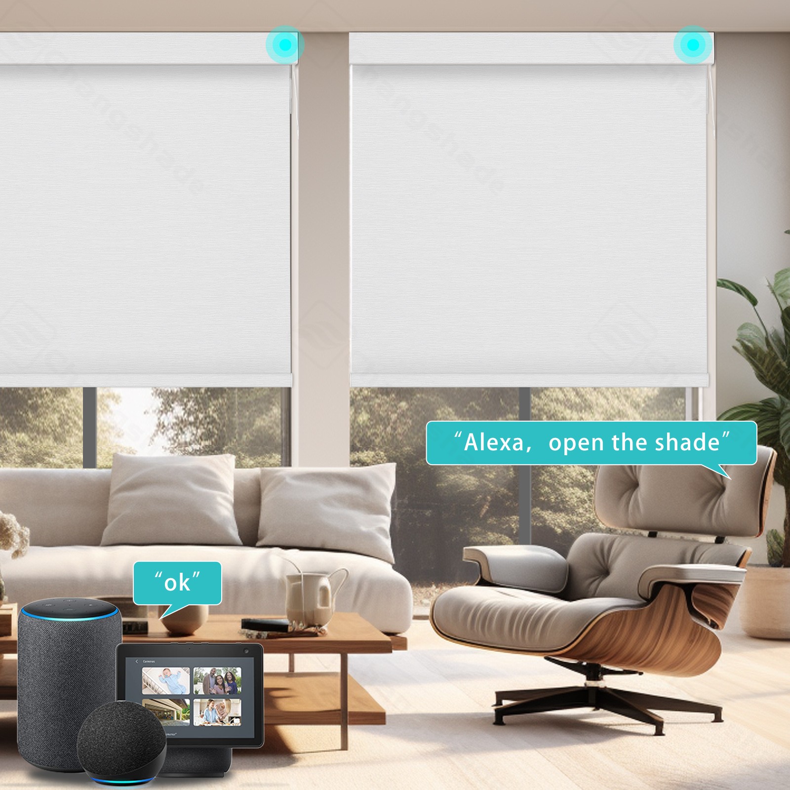 Changshade Smart Blackout Zebra Roller Blinds with Remote Control Automatic