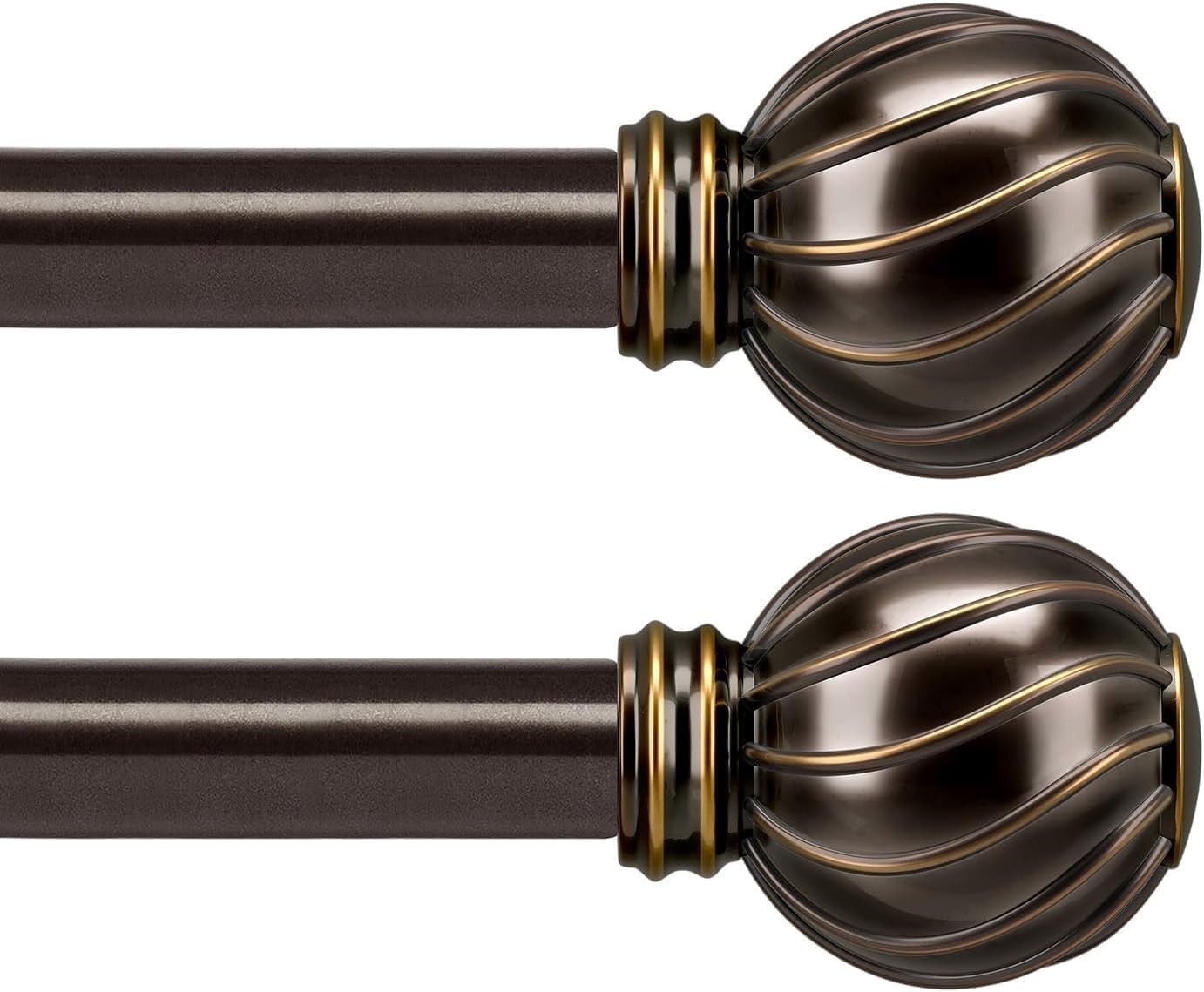 Versatile 2 Pack 18-60″ Brown Curtain Rod Set with Decorative Finials for Home