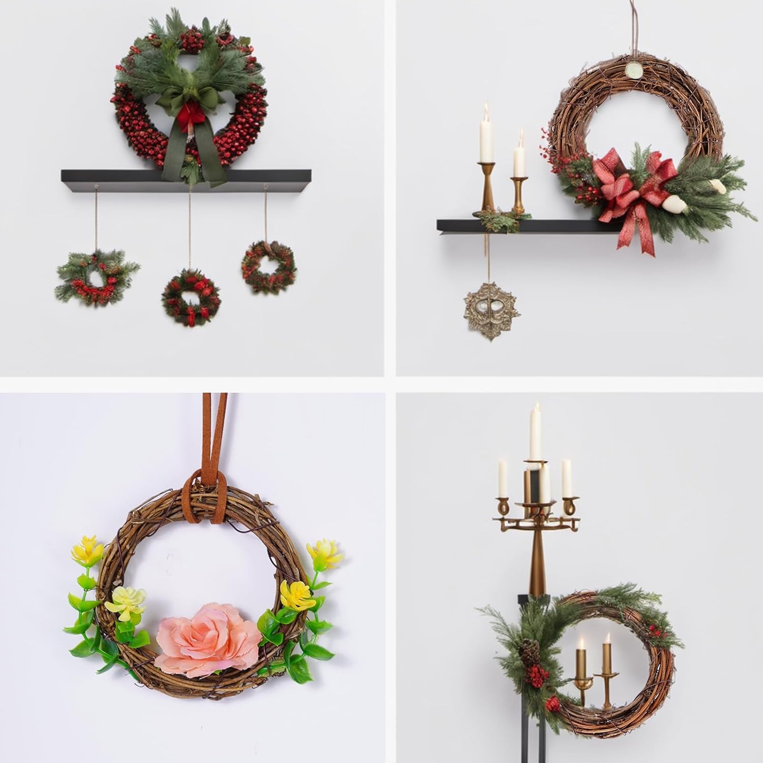 Grapevine Wreath Set, Marrywindix 10 Pieces 2 Sizes Natural Vine Branch Brown
