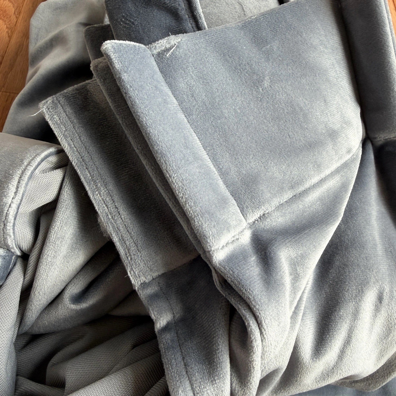 2 Sets Curated Kravet Velour Curtains Gray Silver Blue Panel 32×108 READ!