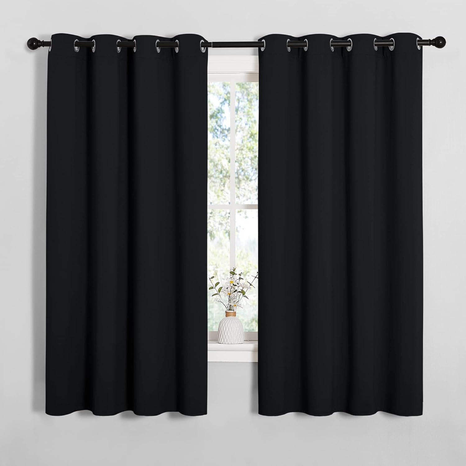 Bathroom Blackout Curtains and Drapes, 2 Panels, 55 Inches Wide by 57 Inches Lon