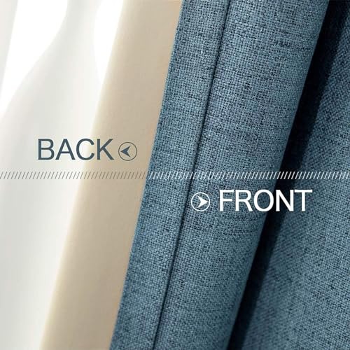 Linen Texture Curtains for Bedroom Solid 52″W x 84″L (Pack of 2) 2 Dusty Blue