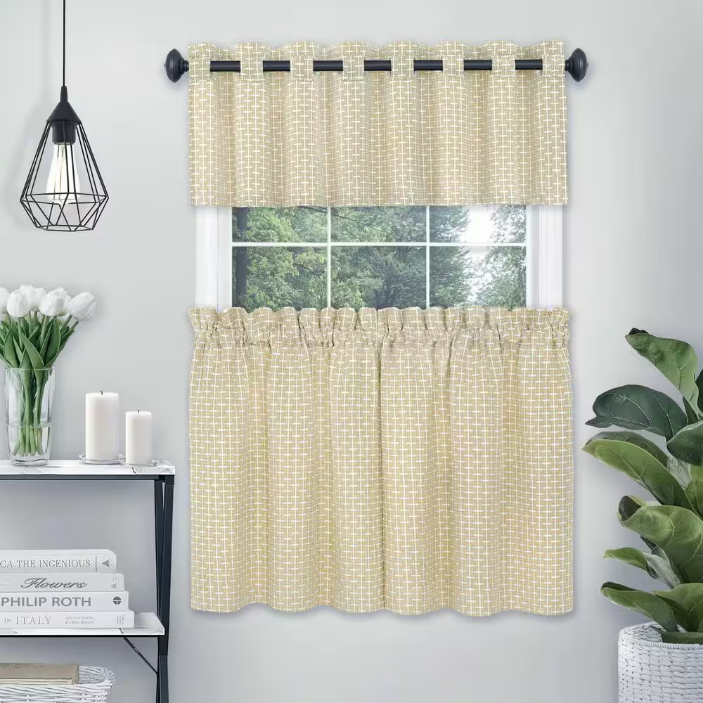 Bedford Light Filtering Window Curtain Valance – 58X13 – Tan