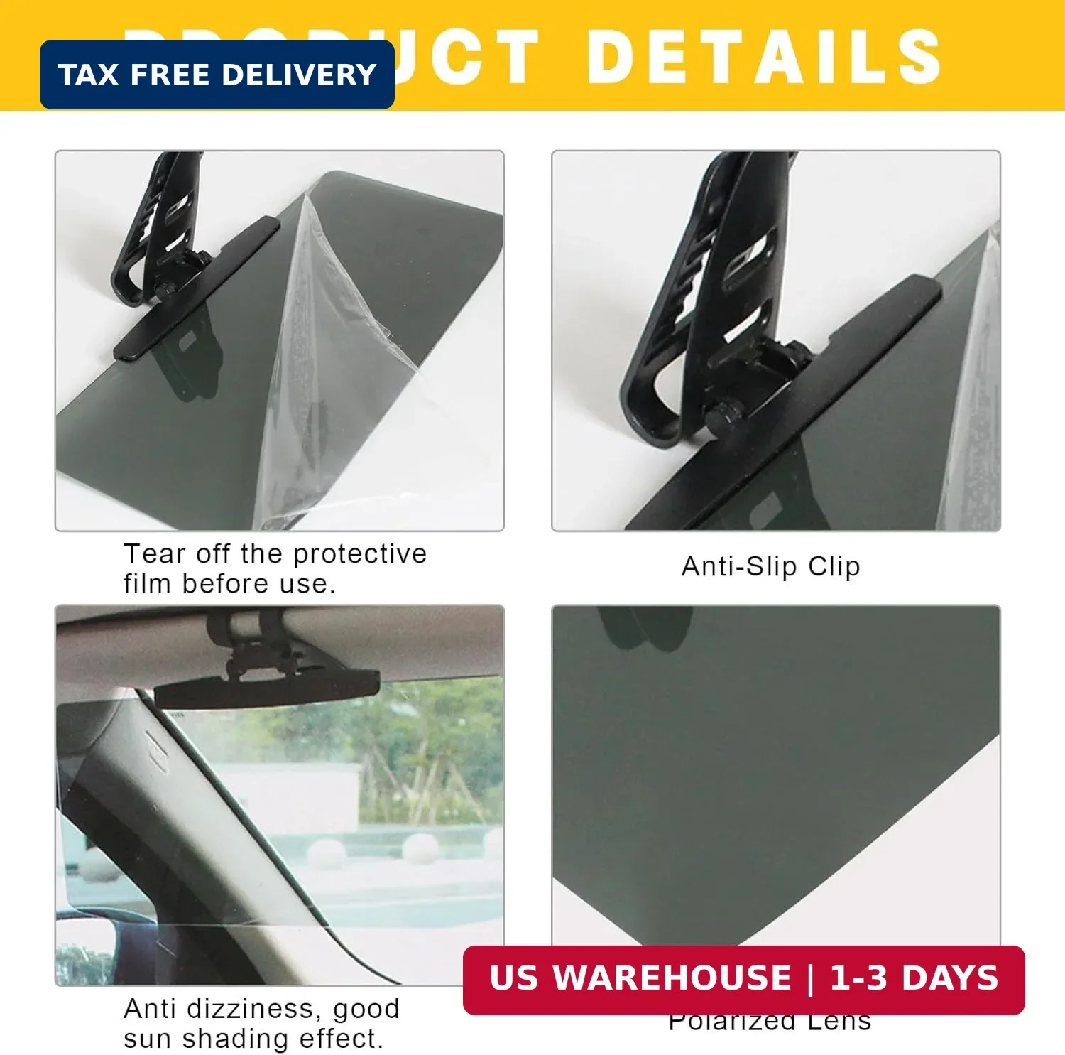 Universal Car Sun Visor Extension with Anti-Glare & UV Protection – Polarized Le