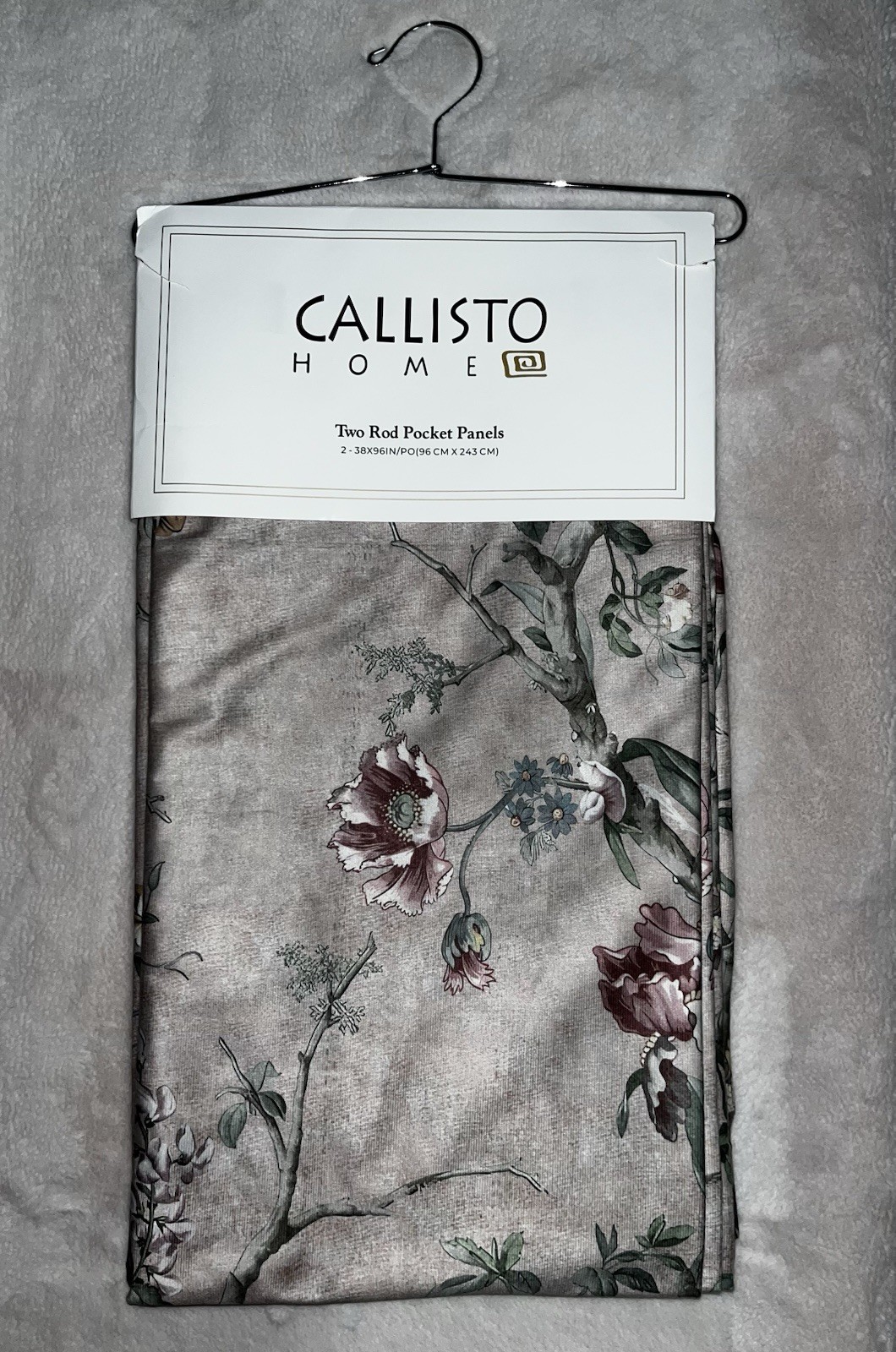 1-NWT CALLISTO HOME FLORAL PRINT BLUSH CURTAINS SET OF 2 PANELS SIZE 38”x 96”