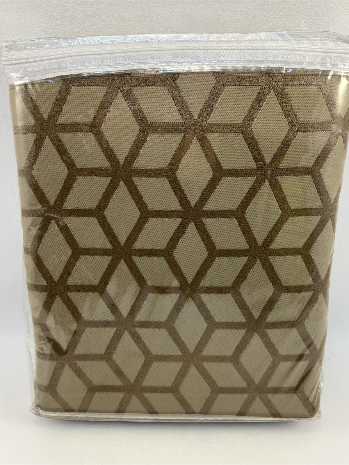 PAIR TAUPE Thermal Privacy Blackout GEOMETRIC Curtain Grommet Panels 38″ X 63″
