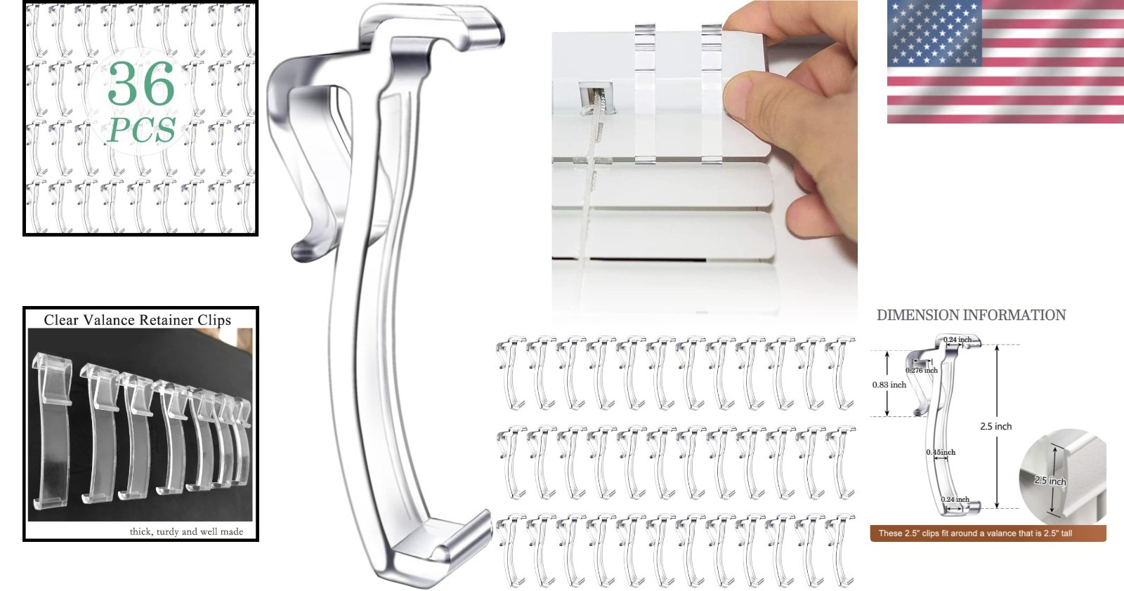Sturdy Plastic Clips for Horizontal Blinds – 2.5 Inch