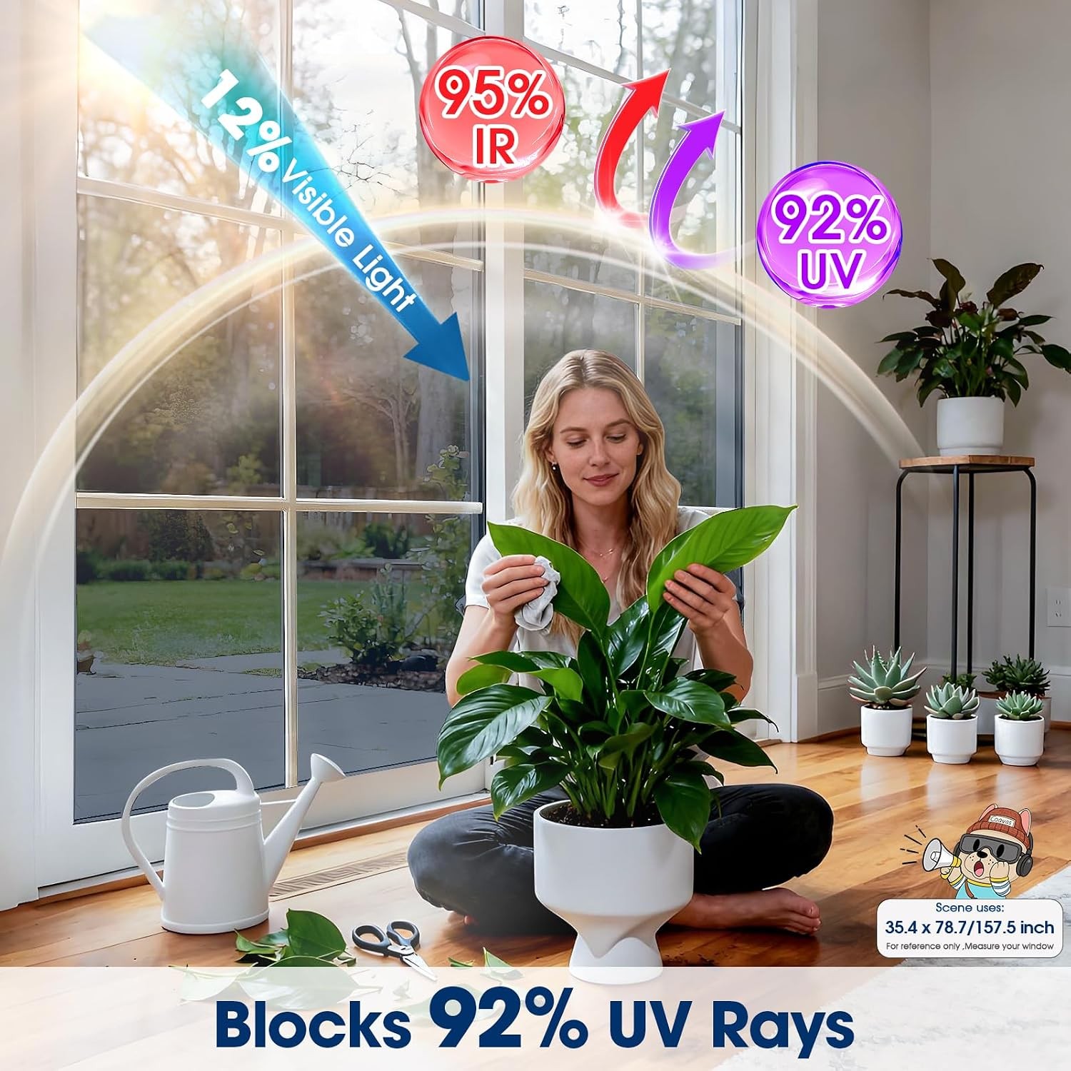 Heat Control Window Tint for Home, Sun Blocking Reflective Window Film See