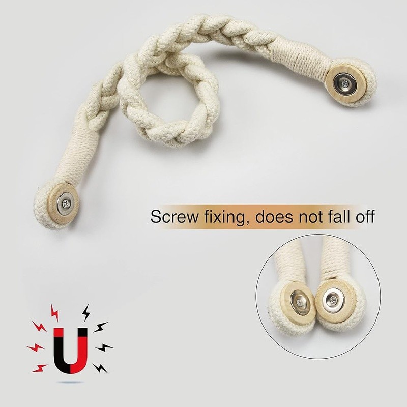 2 Pack Magnetic Cotton Curtain Tiebacks Hand-Woven Soft Holdbacks Home Decor New