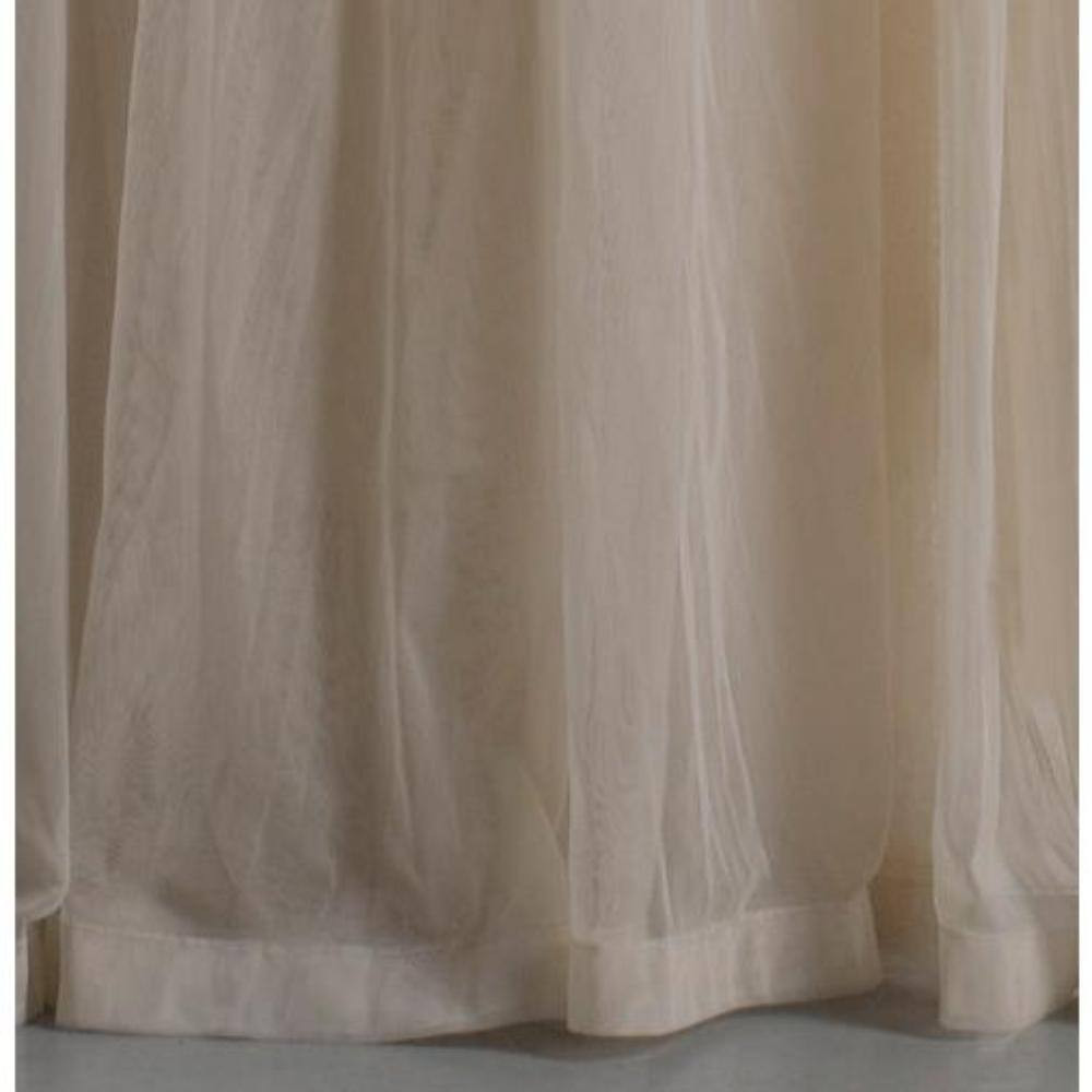 Whisper Ivory Polyester Net Solid 44 In. W X 96 In. L Gathered Rod Pocket Indoor