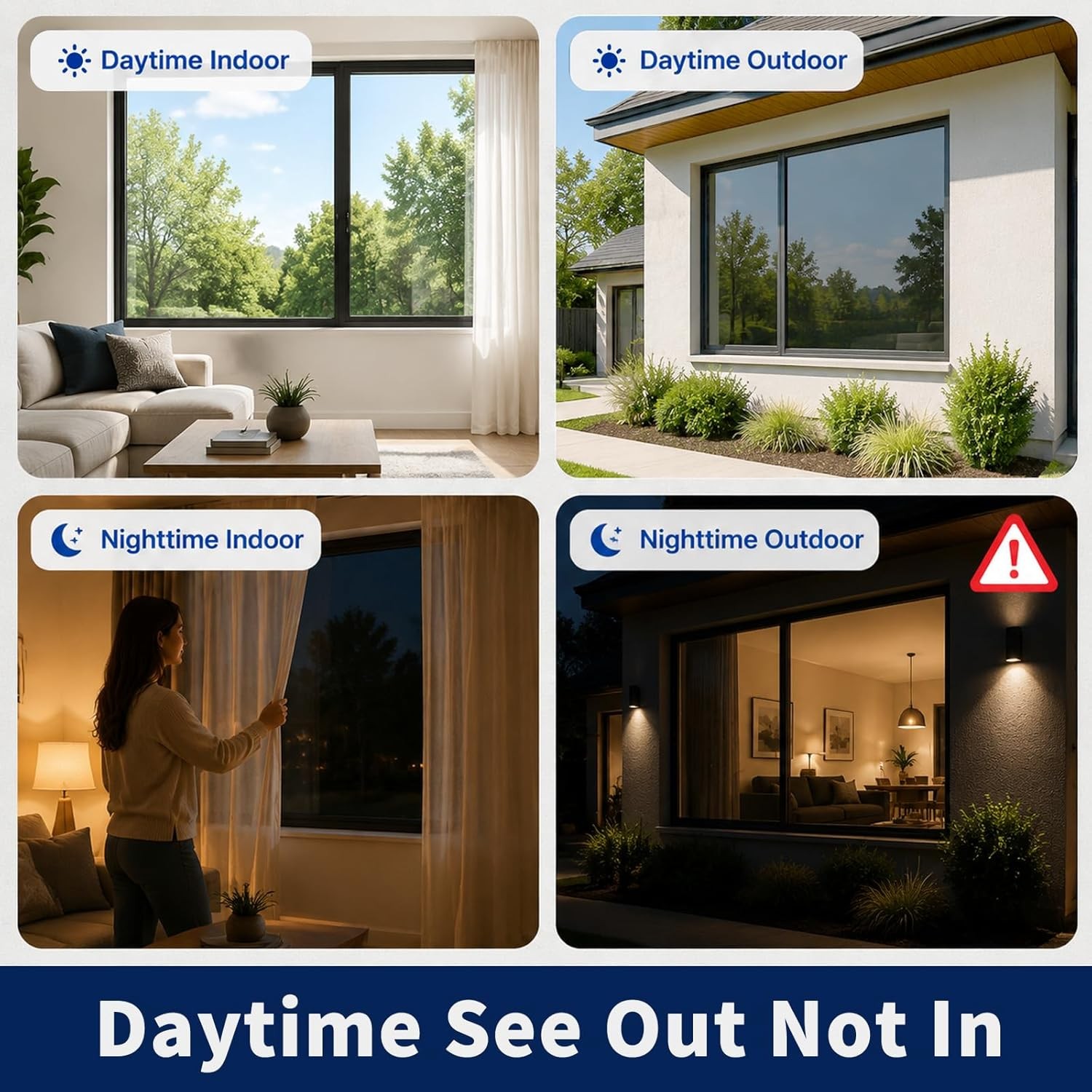 WPCTEV Window Film One Way Mirror 17.5 Inch x 6.5 Feet, Black Silver