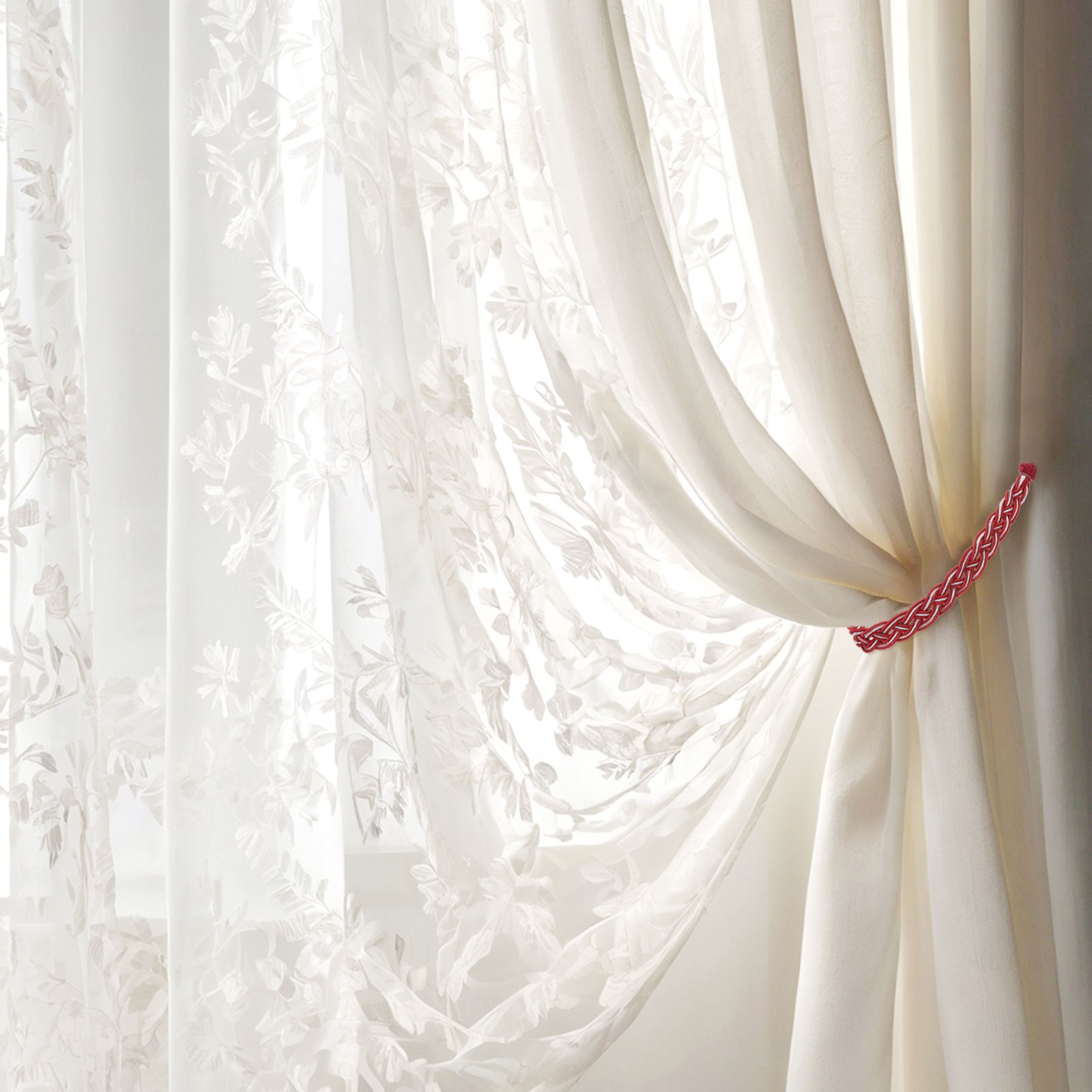 2Pcs Curtain Tiebacks 58cm/23″ Braided Drapery Holdback Light Silver