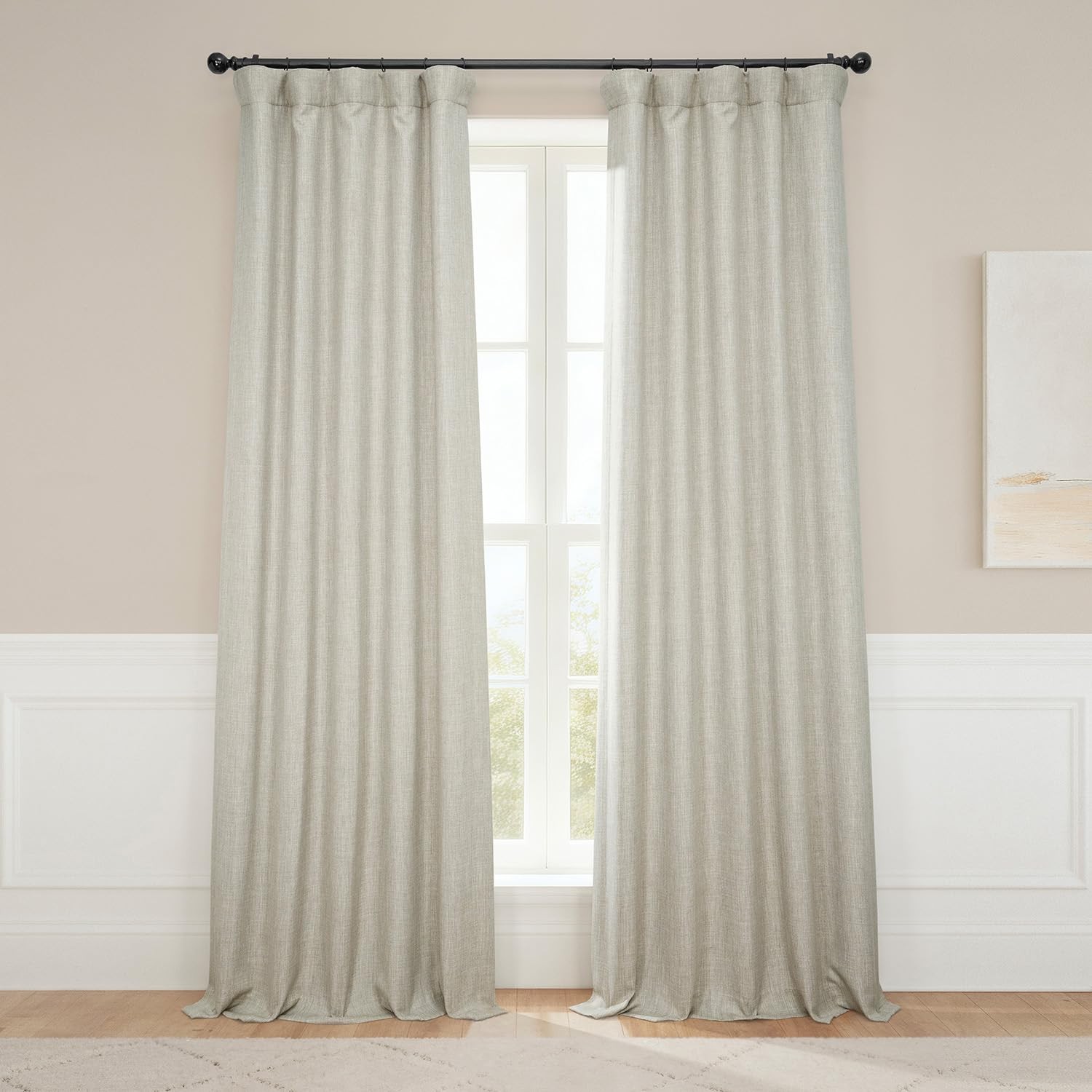 – Faux Linen Curtains for Living Room (1 Panel) – 50W X 120L – Textured Room …