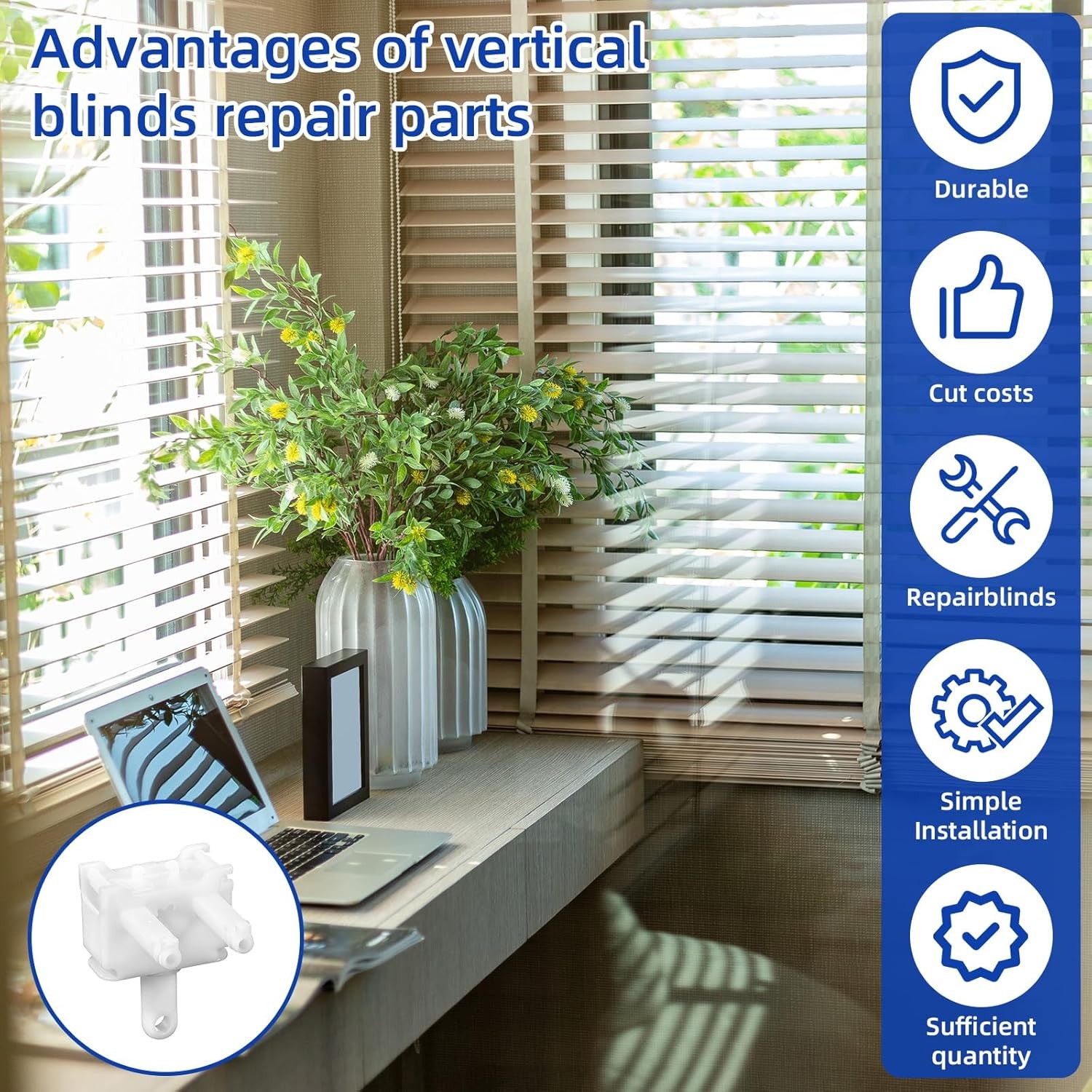 2 Pcs Vertical Blind Wand Control 3.15 inches x 4.72 inches, White