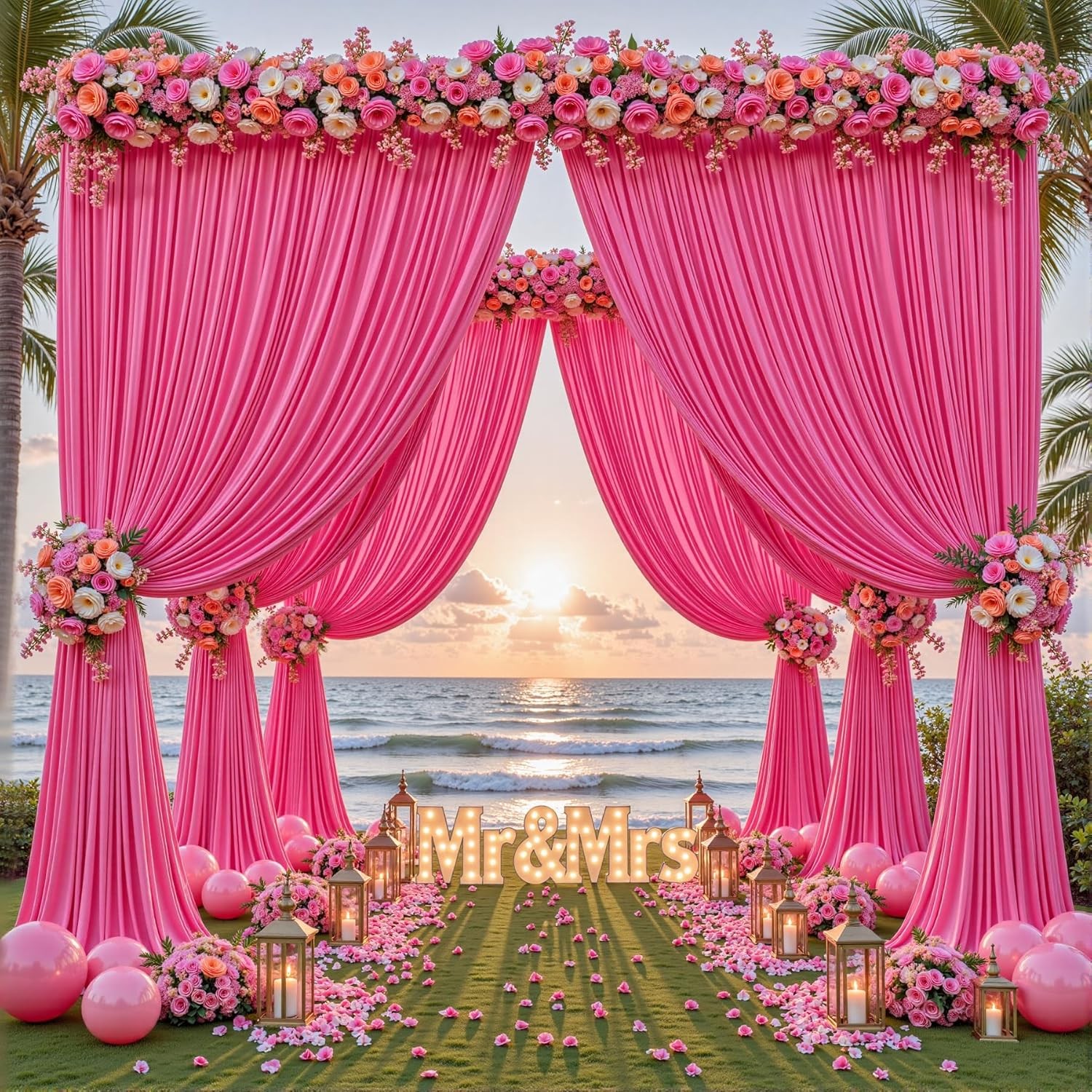 40ftx10ft Wrinkle Hot Pink Backdrop Curtain – 10 Feet Photography Backdrop